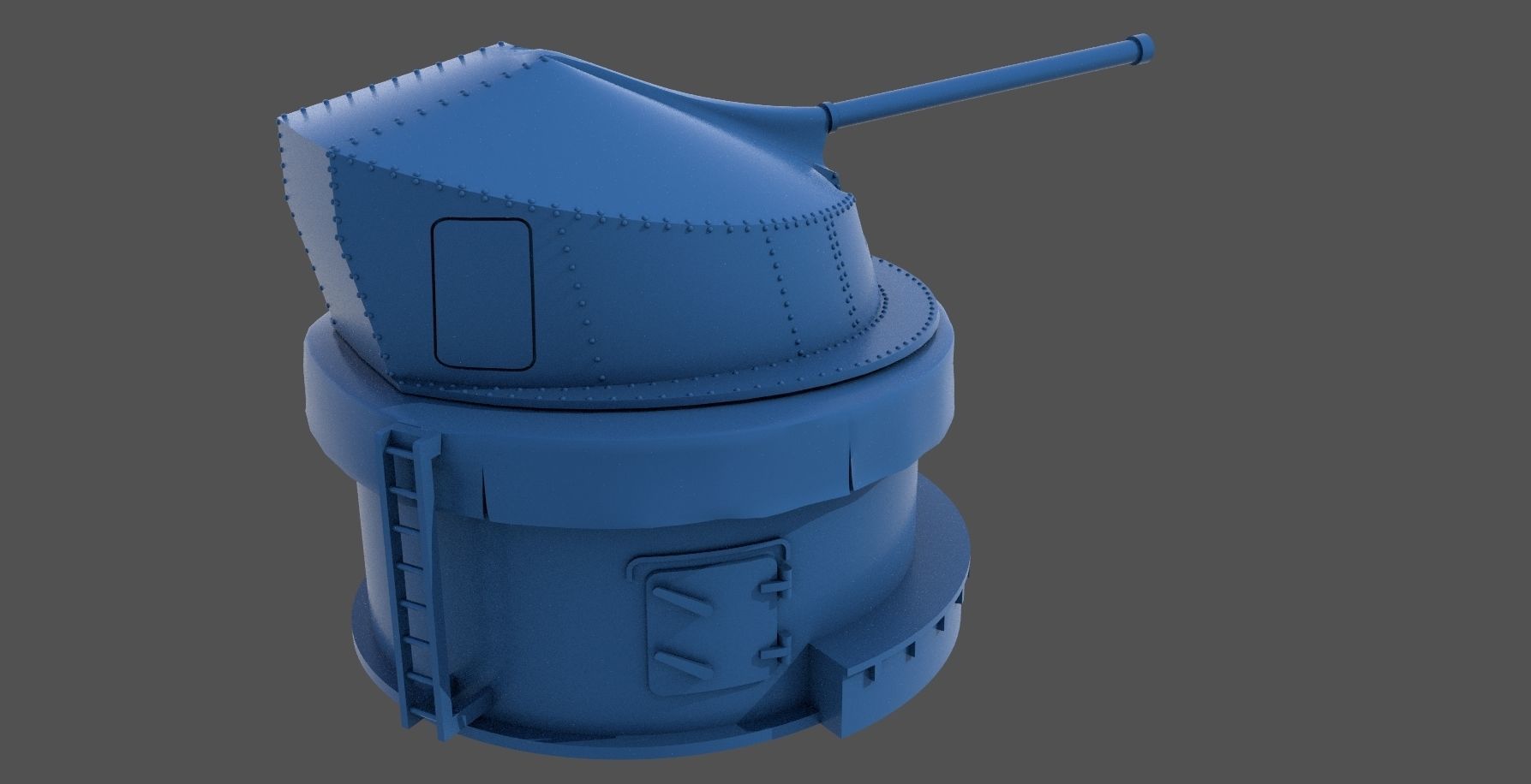 90mm AA WW2 Italian turret - Personal license - 1-200 scale 3D print model_1