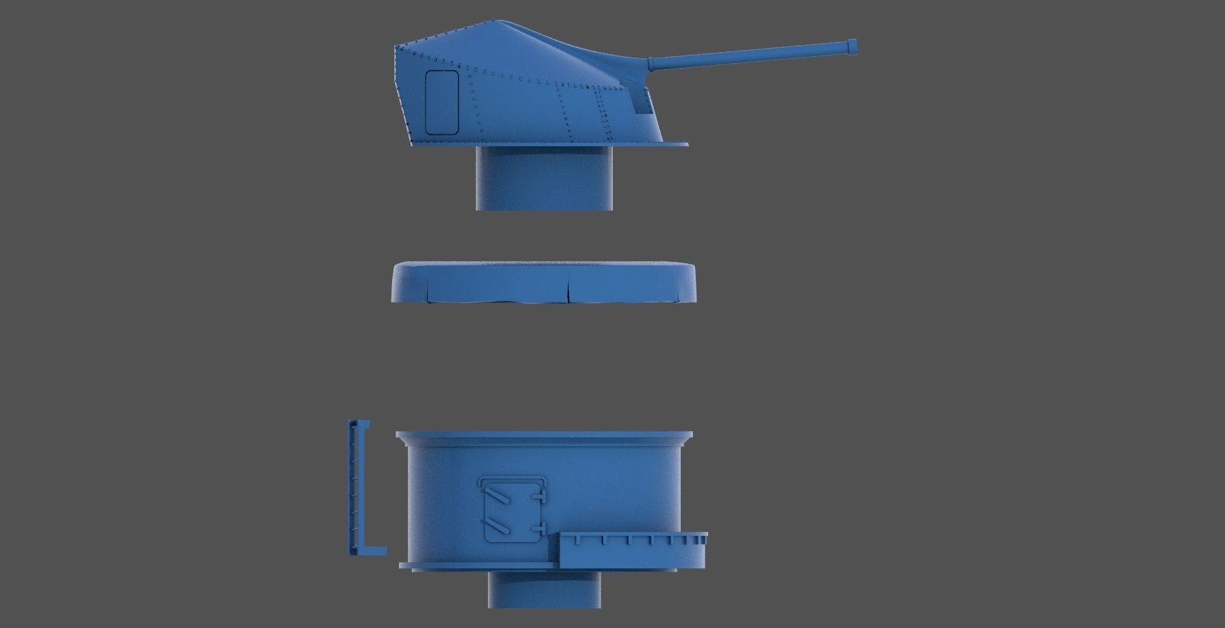 90mm AA WW2 Italian turret - Personal license - 1-200 scale 3D print model_11