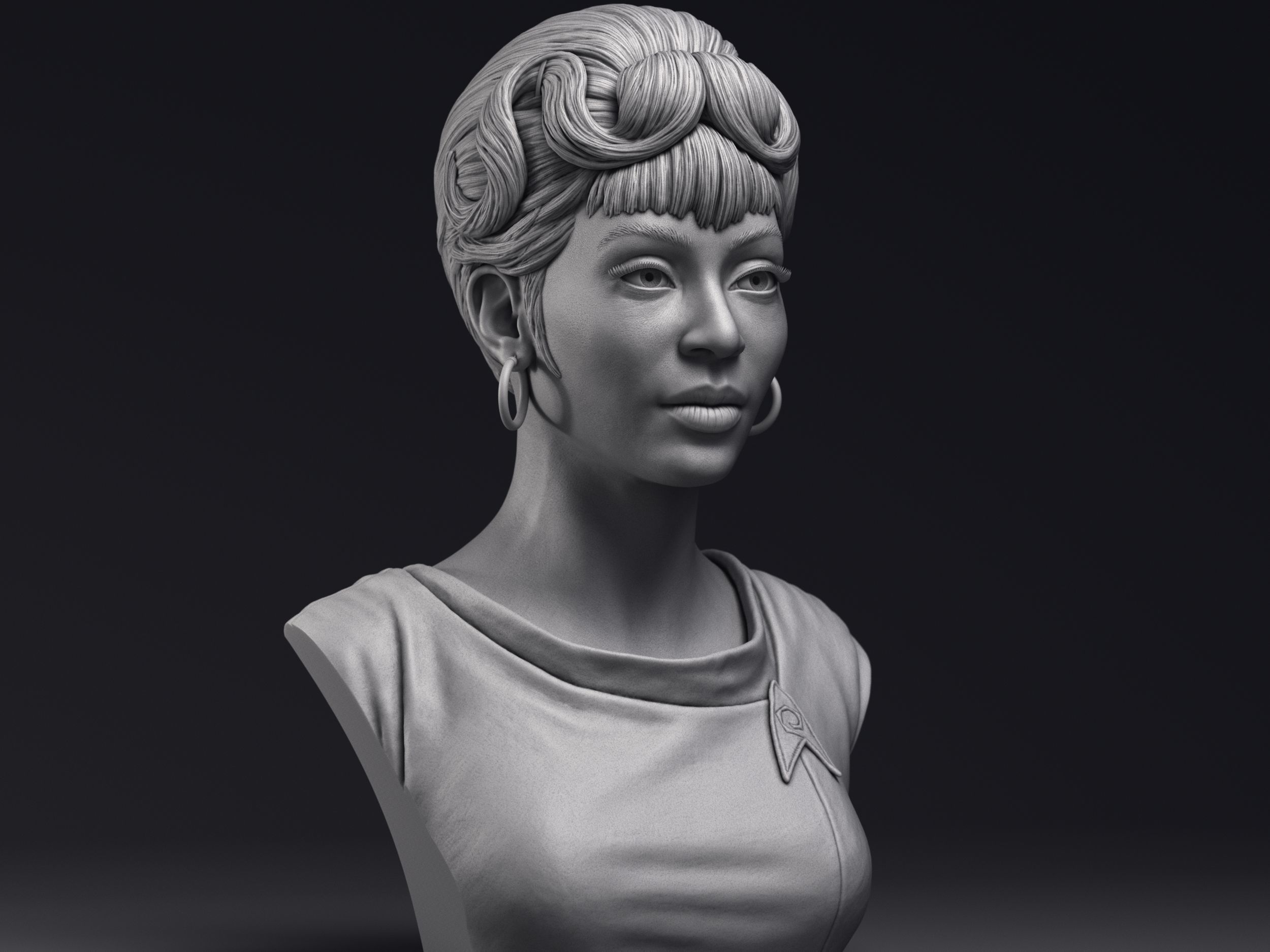 Nichelle Nichols as Nyota Uhura Bust Printable 3D Model 3D print model_4