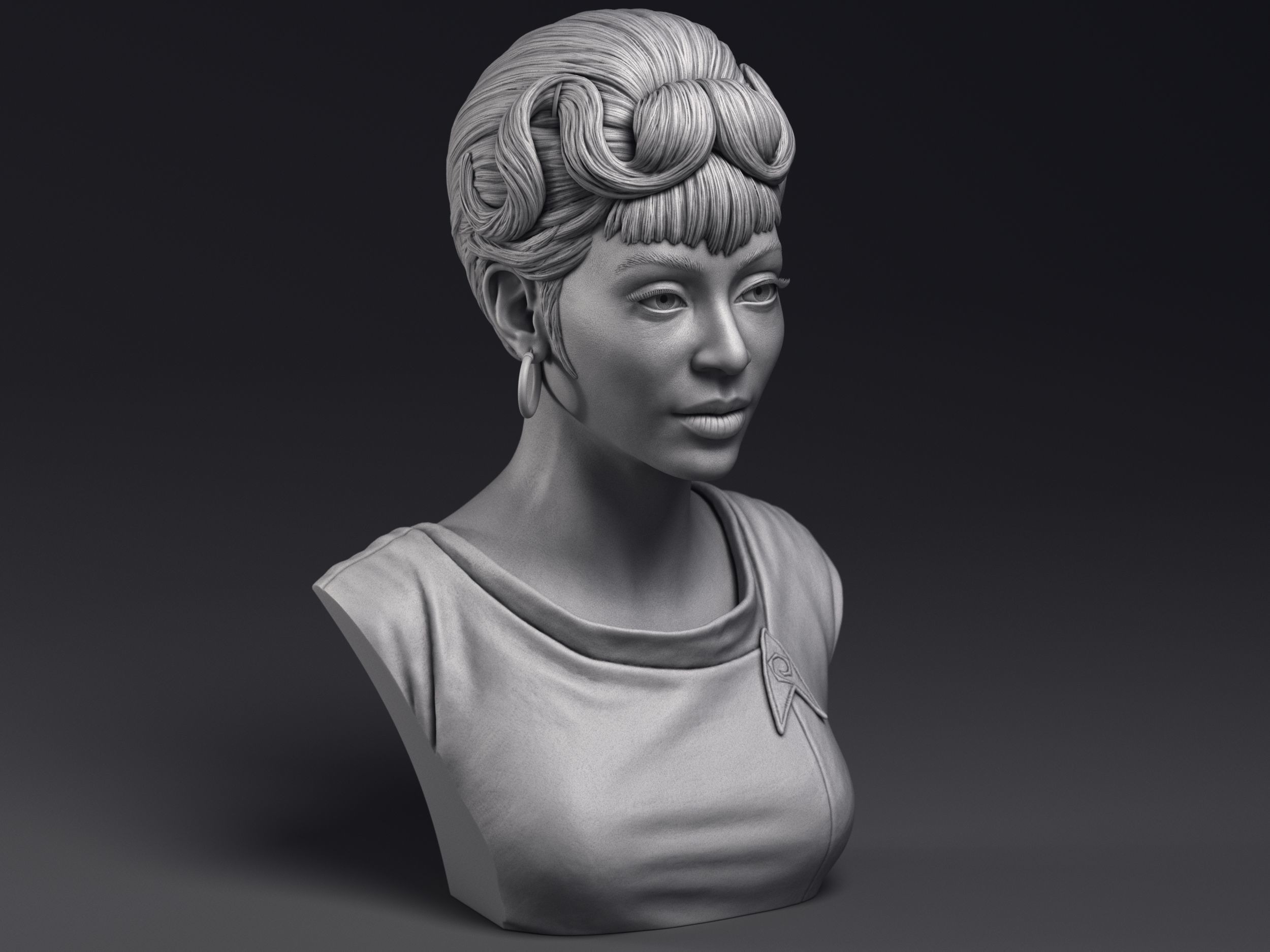 Nichelle Nichols as Nyota Uhura Bust Printable 3D Model 3D print model_7
