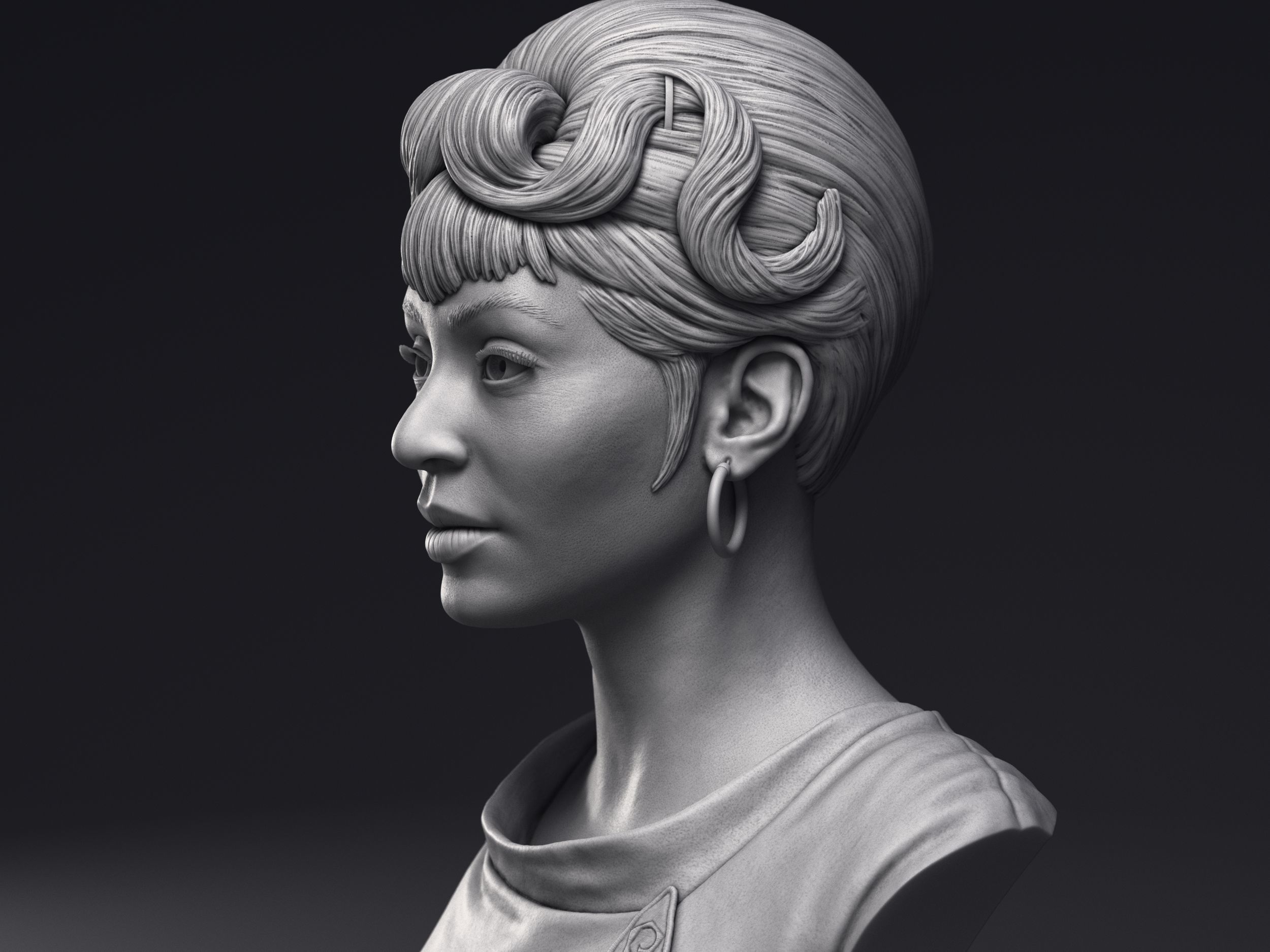 Nichelle Nichols as Nyota Uhura Bust Printable 3D Model 3D print model_8