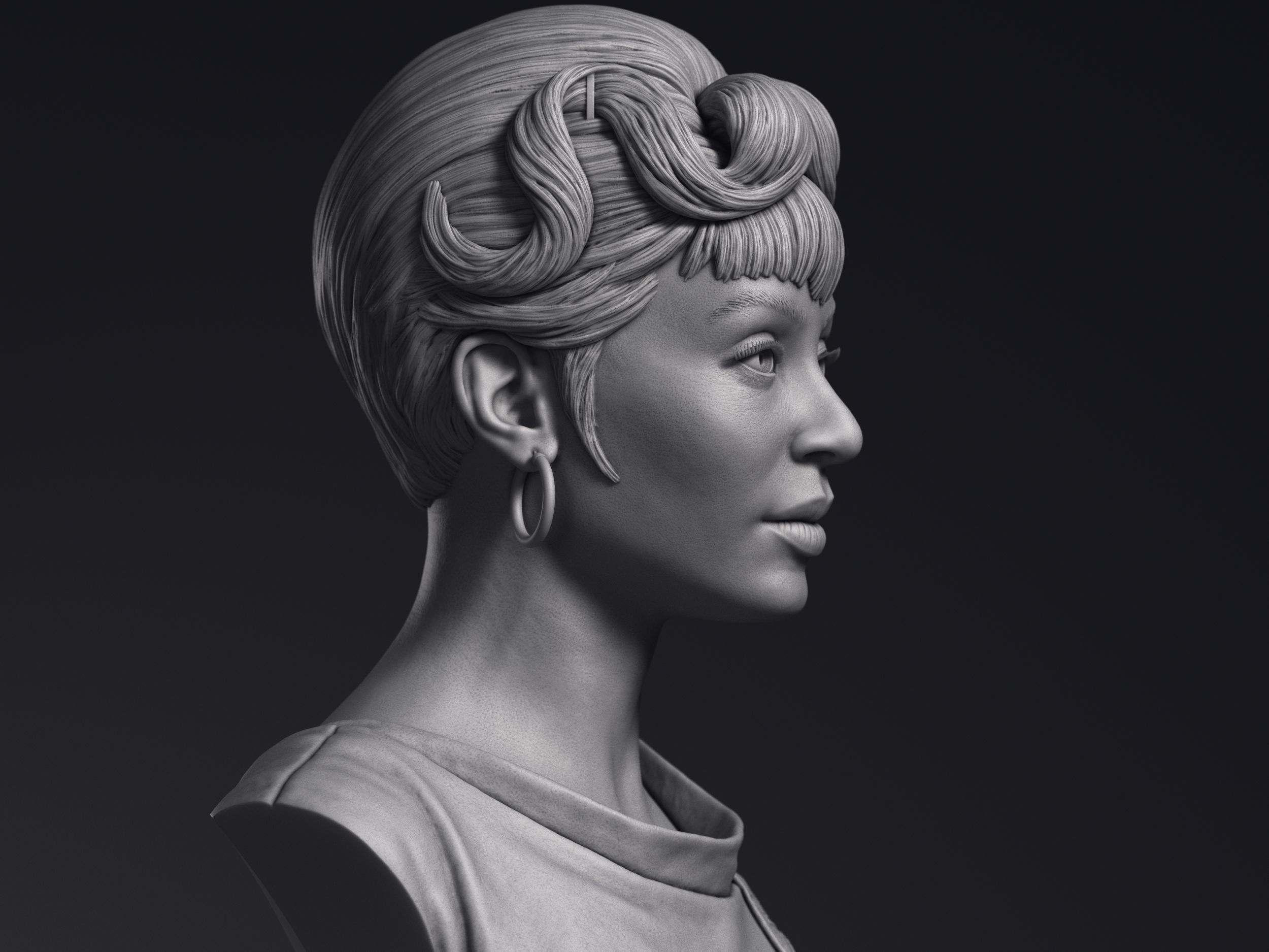 Nichelle Nichols as Nyota Uhura Bust Printable 3D Model 3D print model_9