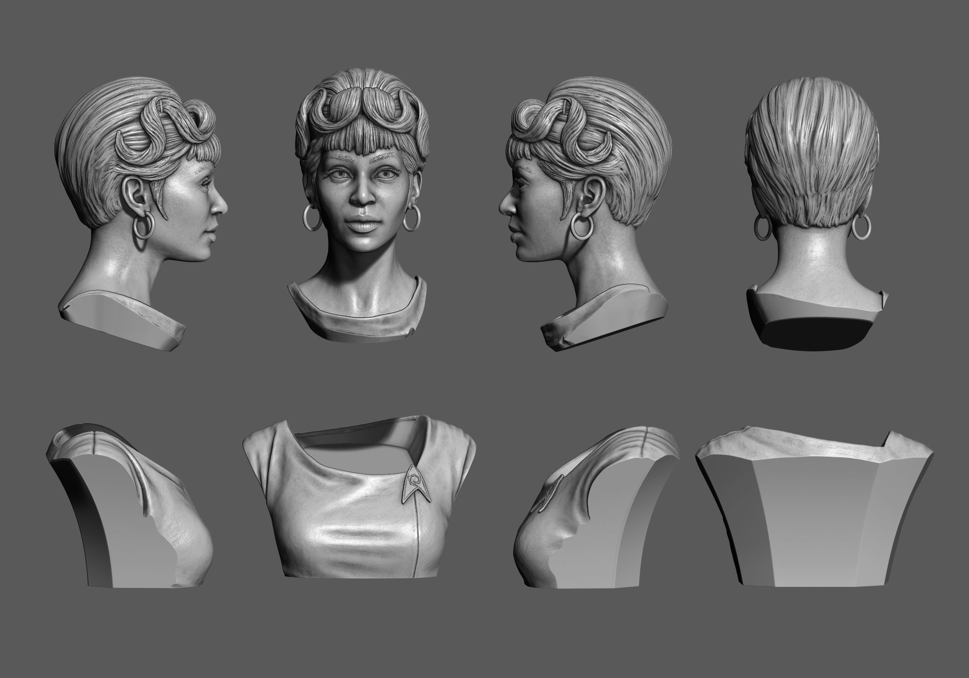 Nichelle Nichols as Nyota Uhura Bust Printable 3D Model 3D print model_10