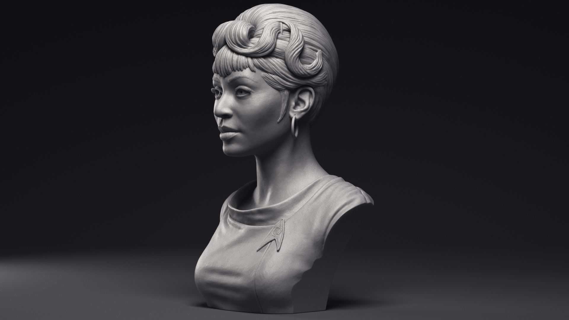 Nichelle Nichols as Nyota Uhura Bust Printable 3D Model 3D print model_13
