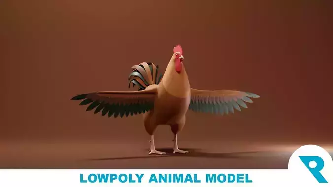 Rooster Base Mesh Low-poly 3D model