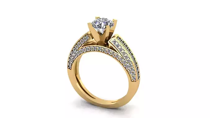 Anel solitario com aro cravejado