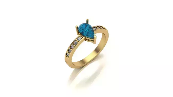 Solitario com pedra em gota