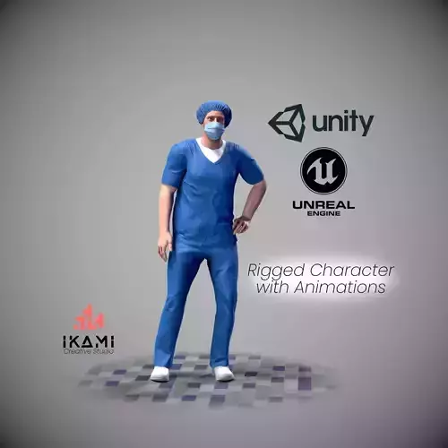 Nurse -  Man Game ready Character Low-poly 3D model