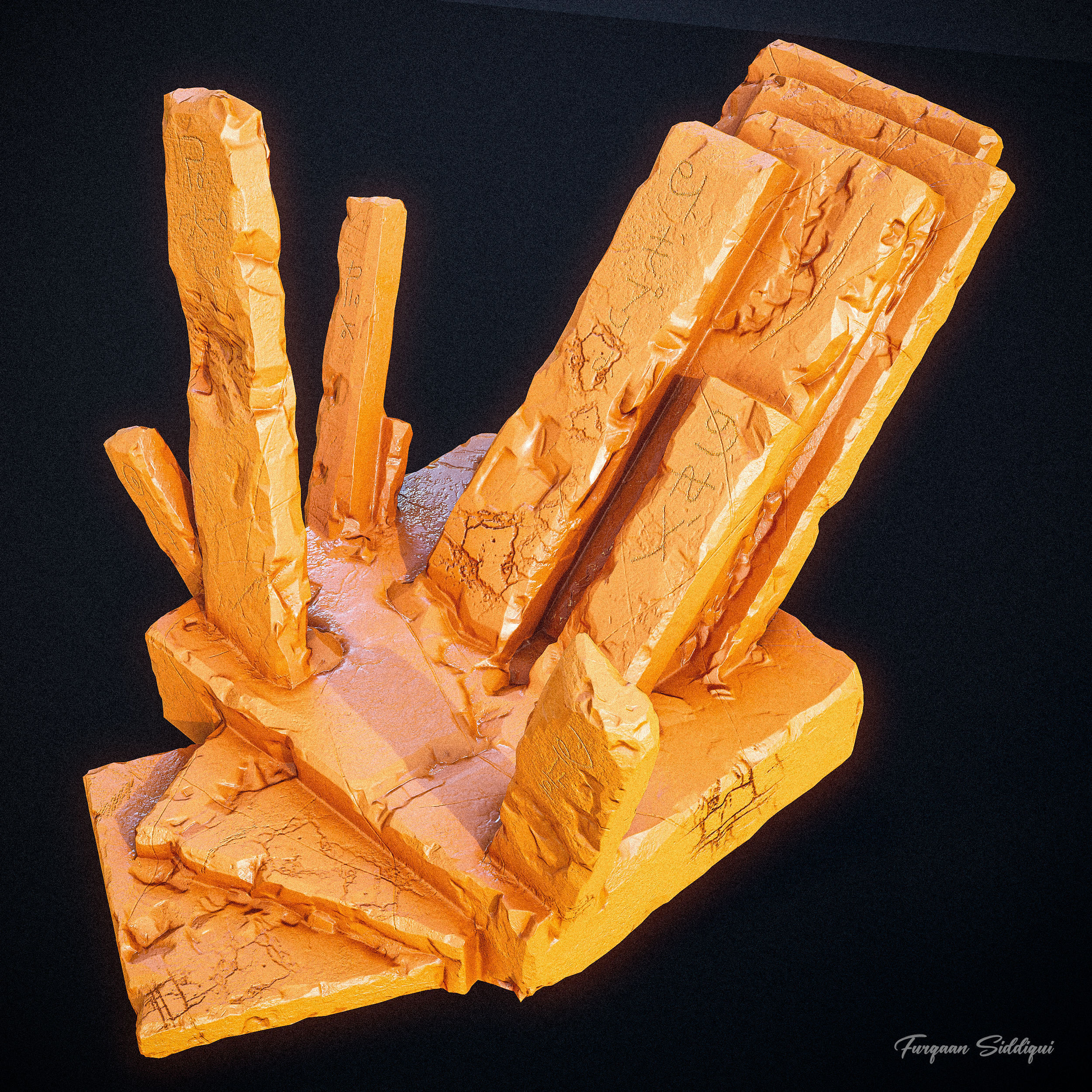 Ancient Throne Place Low-poly 3D model_2