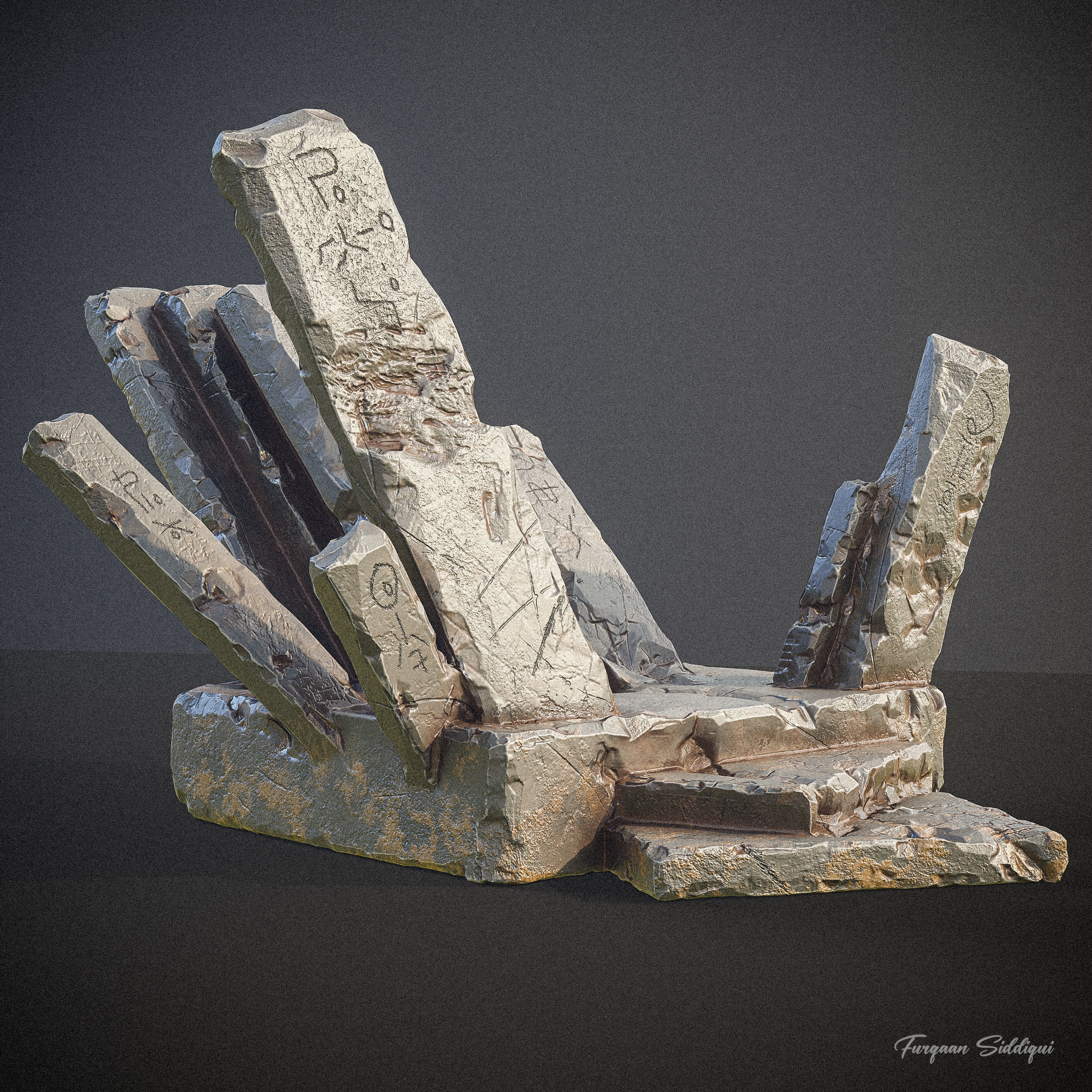 Ancient Throne Place Low-poly 3D model_5