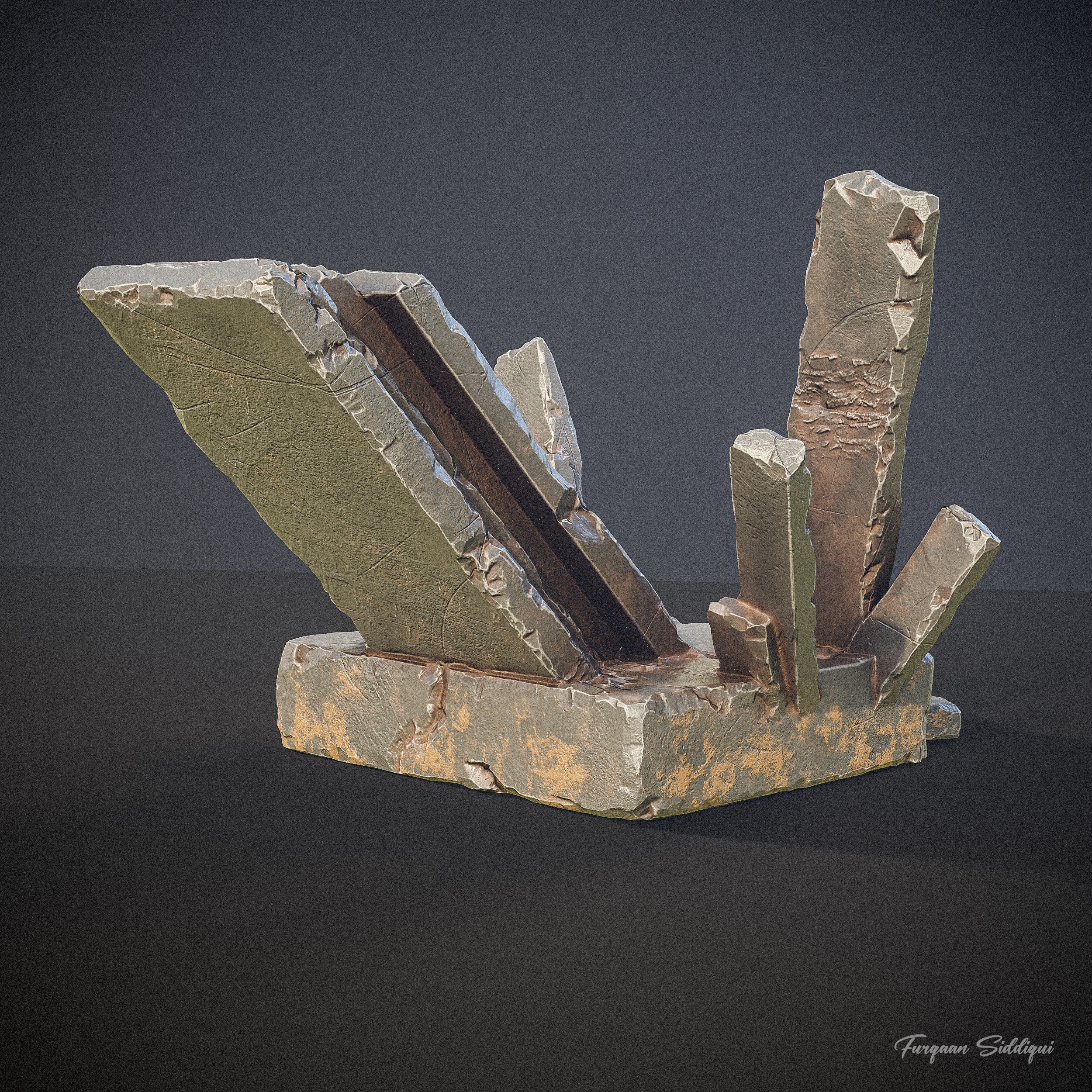 Ancient Throne Place Low-poly 3D model_7