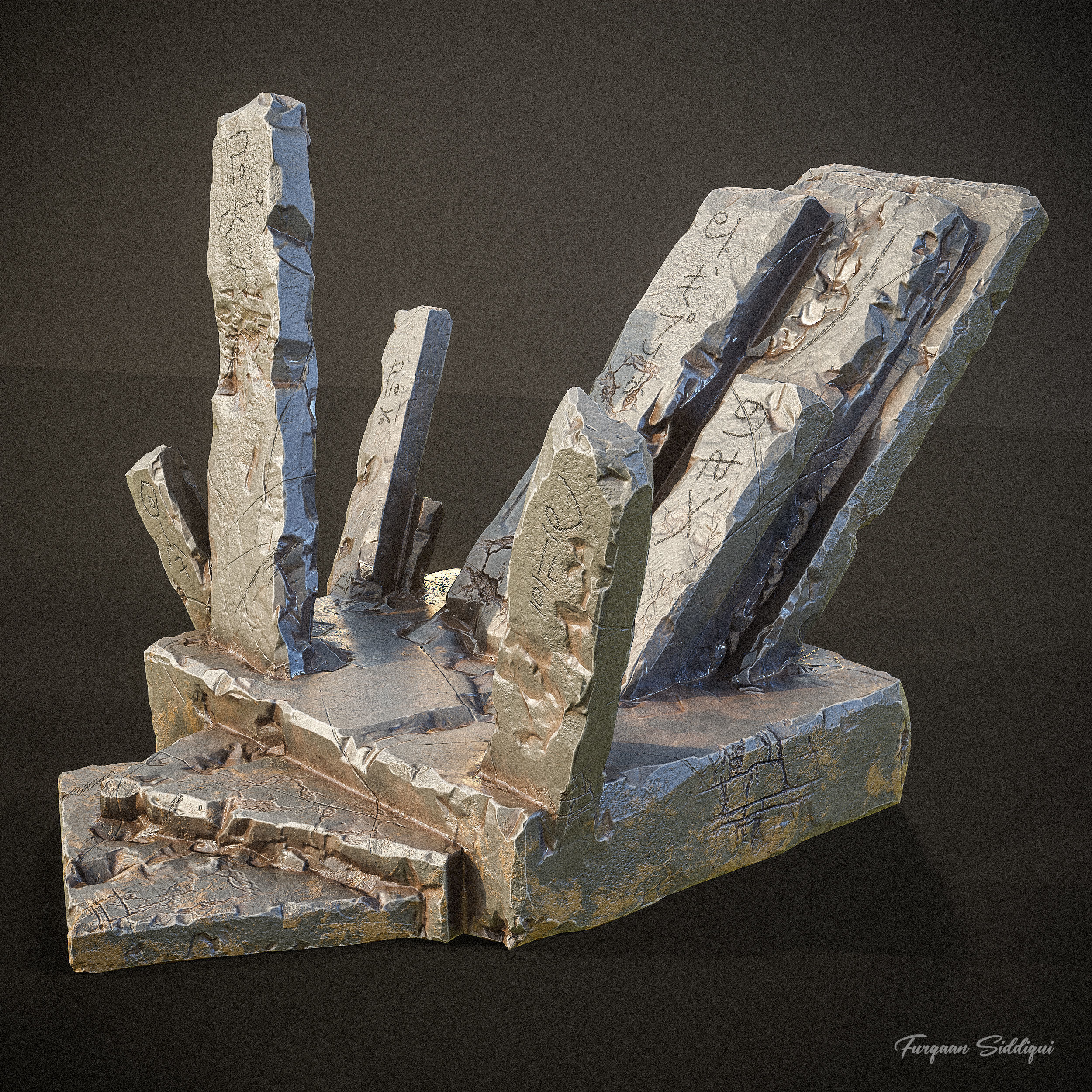 Ancient Throne Place Low-poly 3D model_4
