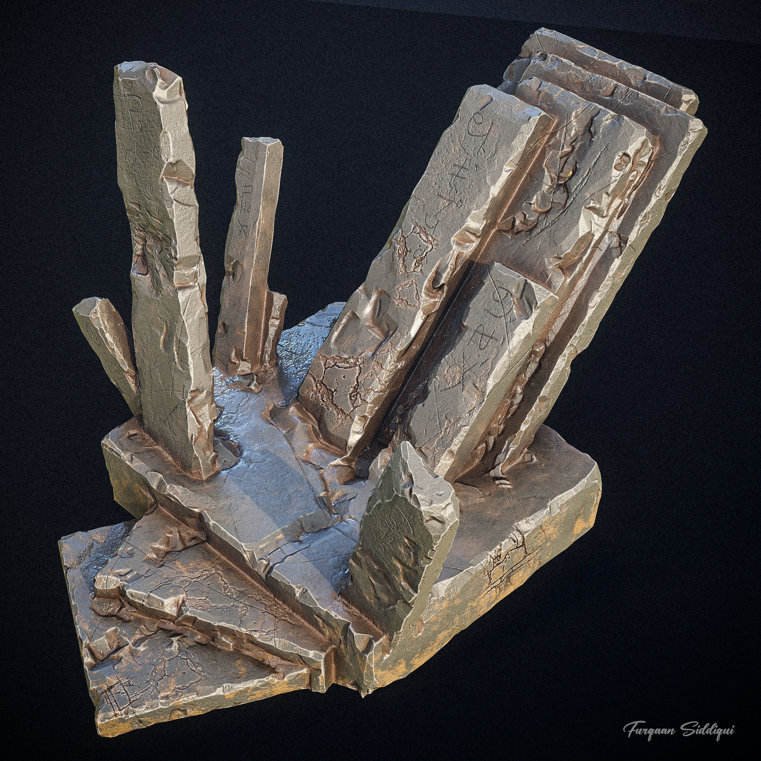 Ancient Throne Place Low-poly 3D model_1
