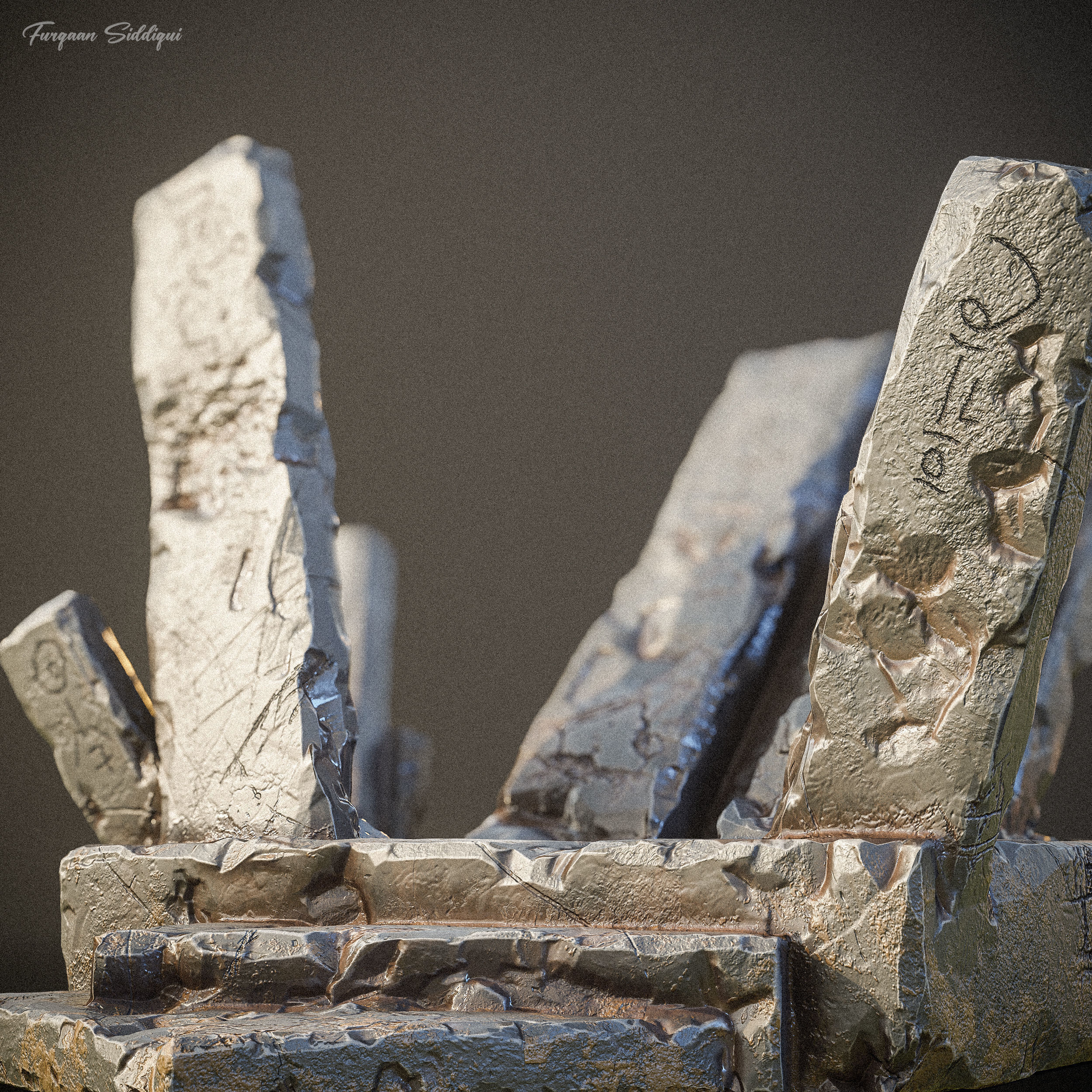 Ancient Throne Place Low-poly 3D model_9
