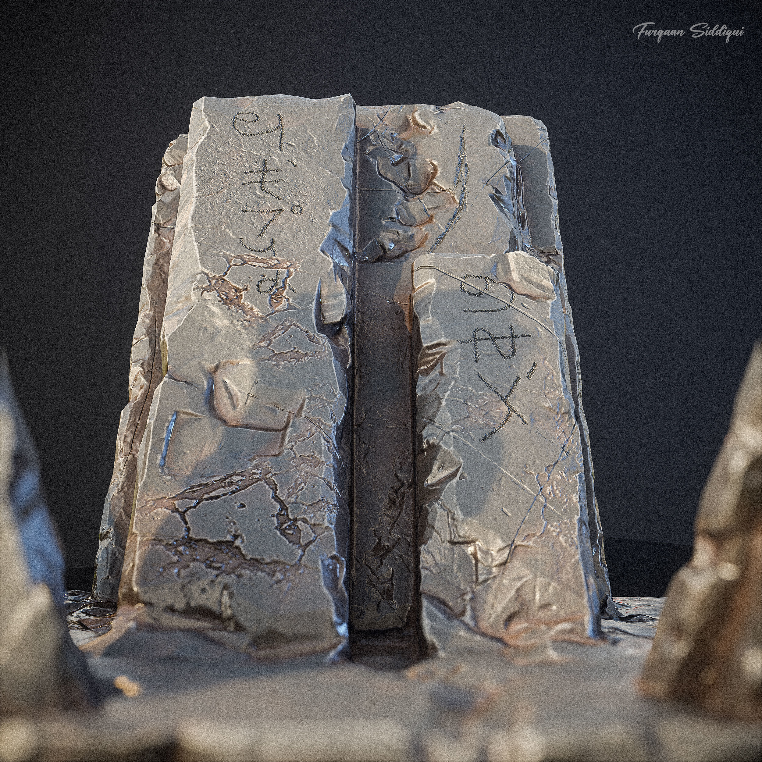 Ancient Throne Place Low-poly 3D model_10