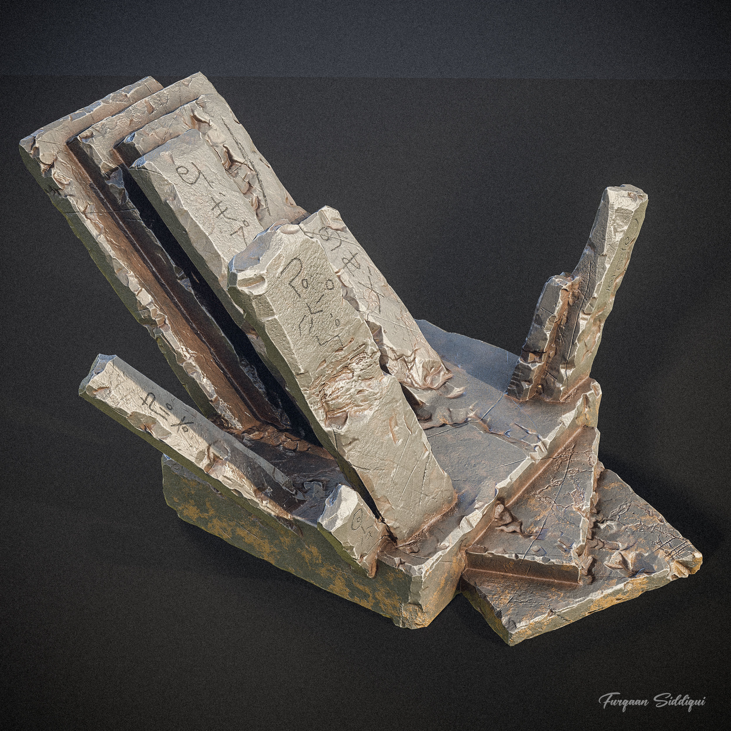 Ancient Throne Place Low-poly 3D model_6
