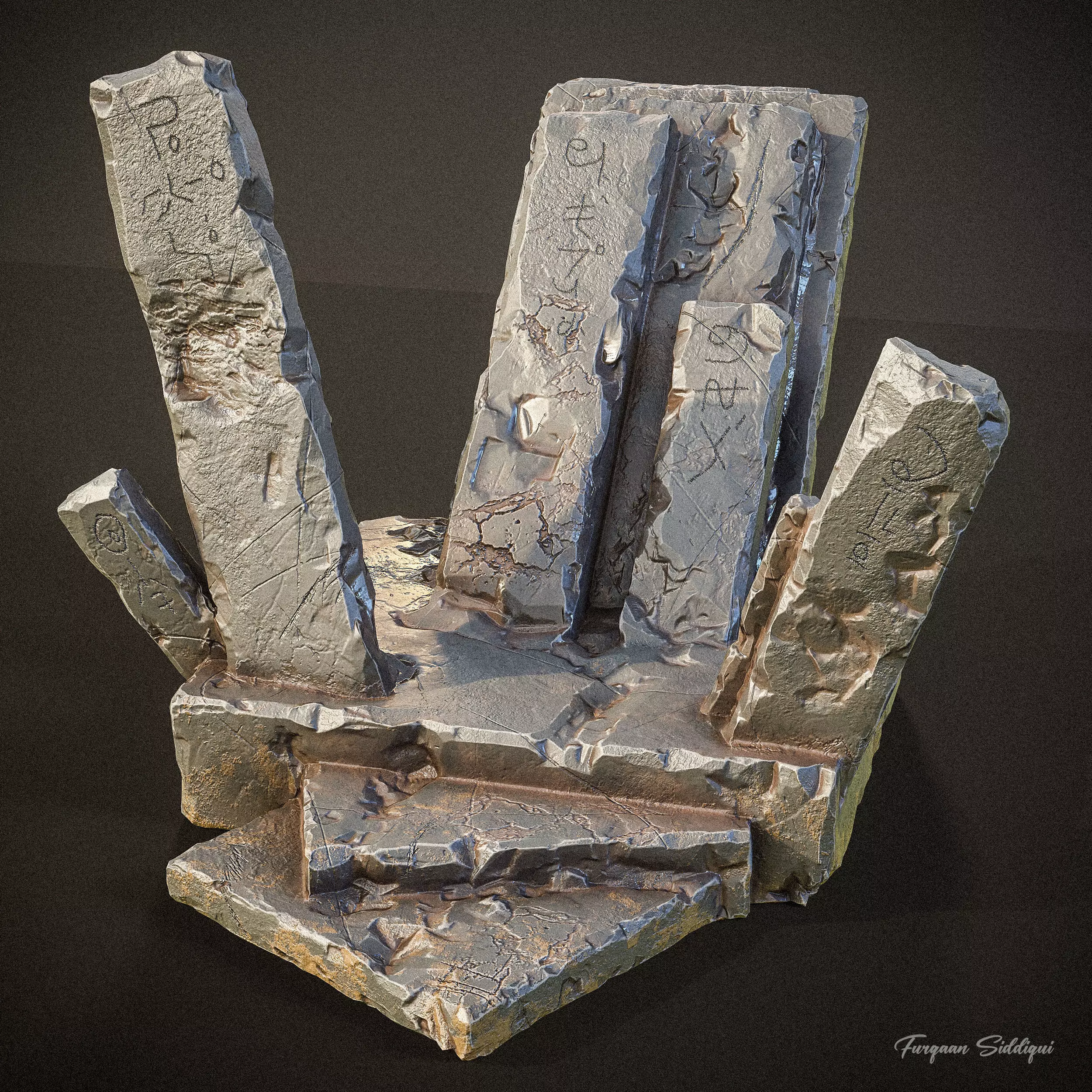 Ancient Throne Place Low-poly 3D model_0