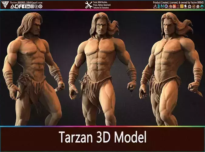 Tarzan 3D Model conan archer statue 3D print model