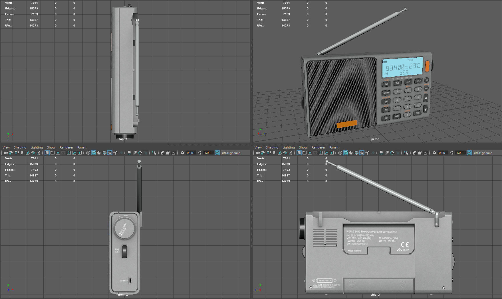 Portable Radio Low-poly 3D model_9