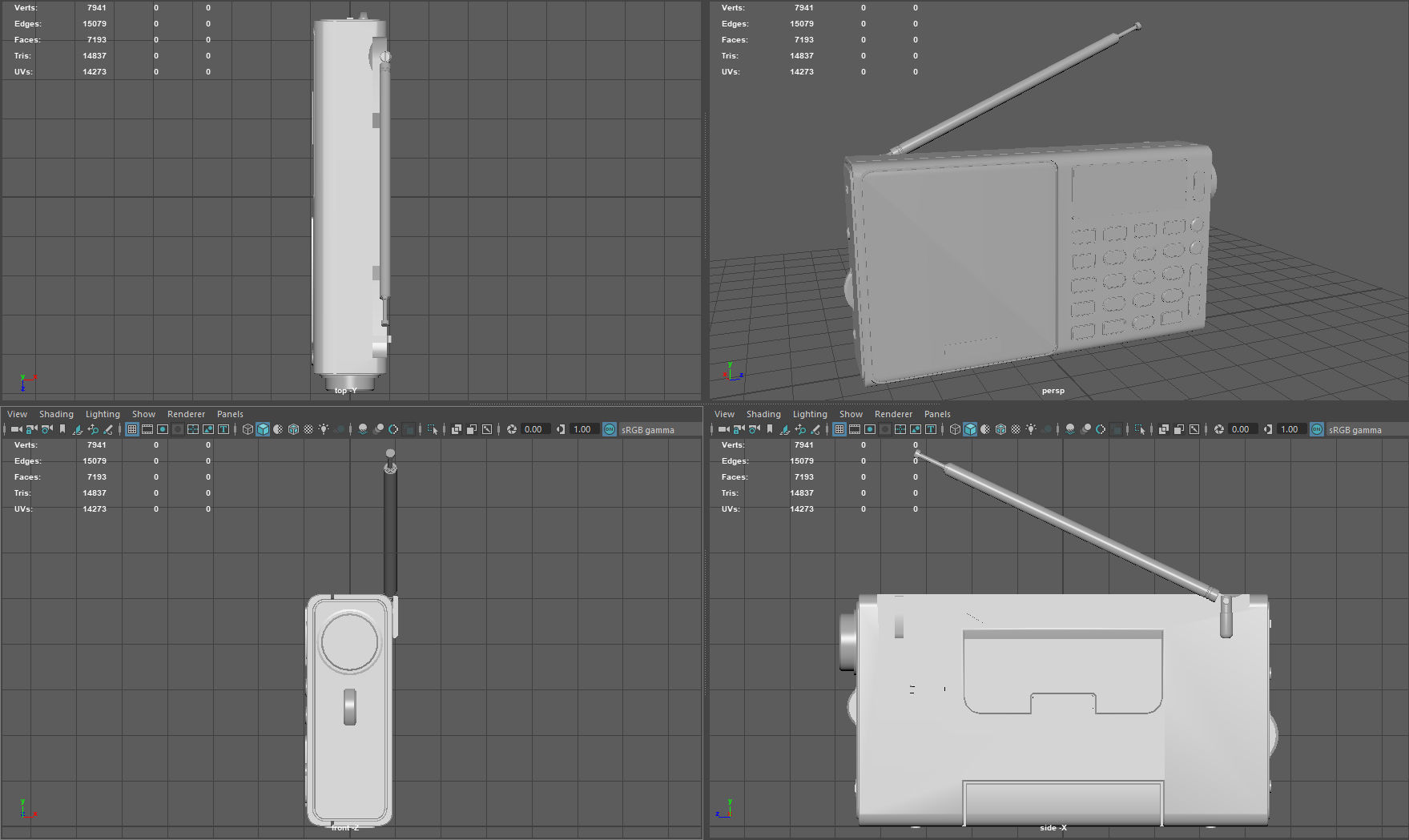 Portable Radio Low-poly 3D model_10