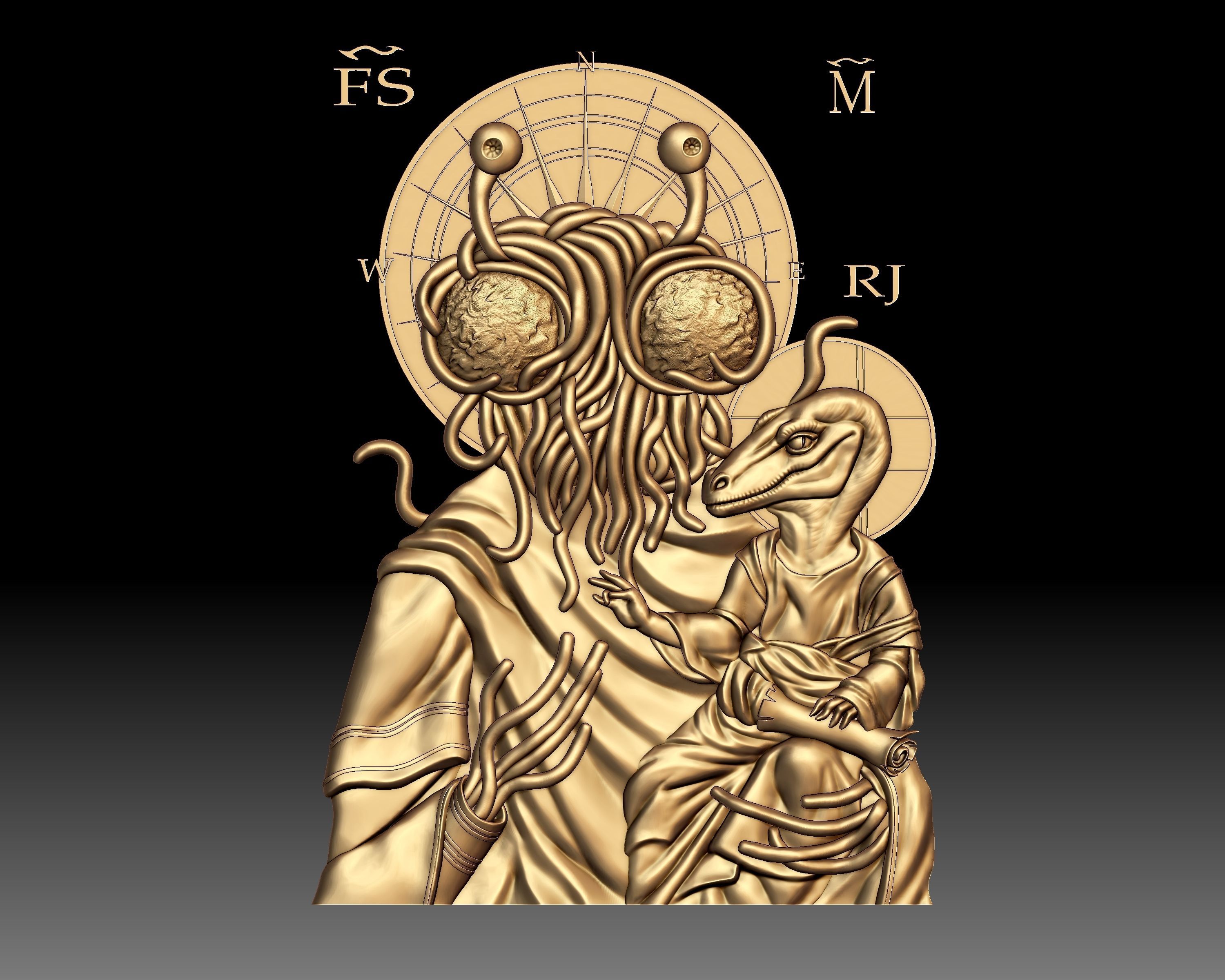 Pastafarianism Flying Spaghetti Monster Icon 3D print model_6