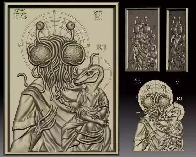 Pastafarianism Flying Spaghetti Monster Icon 3D print model