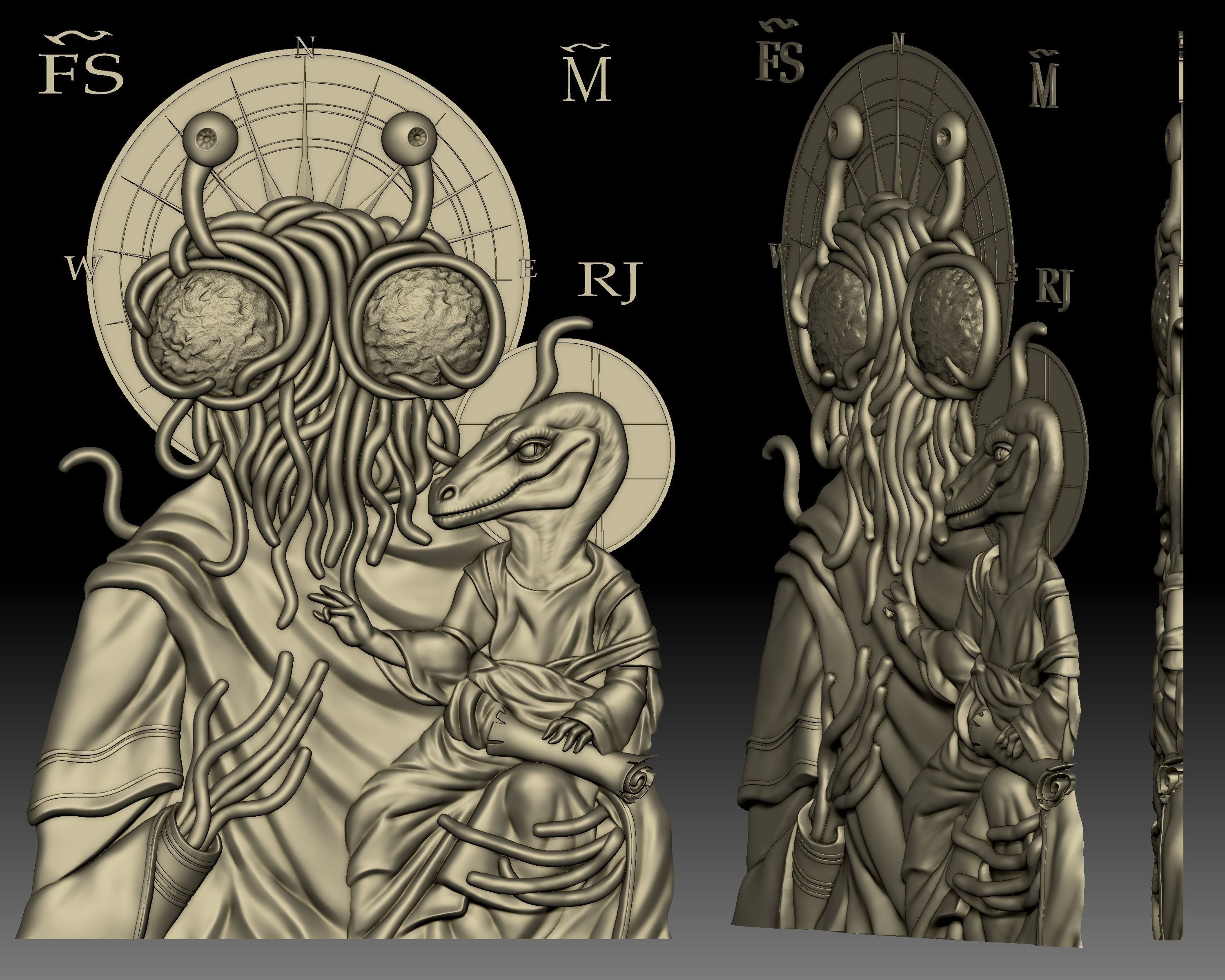 Pastafarianism Flying Spaghetti Monster Icon 3D print model_4