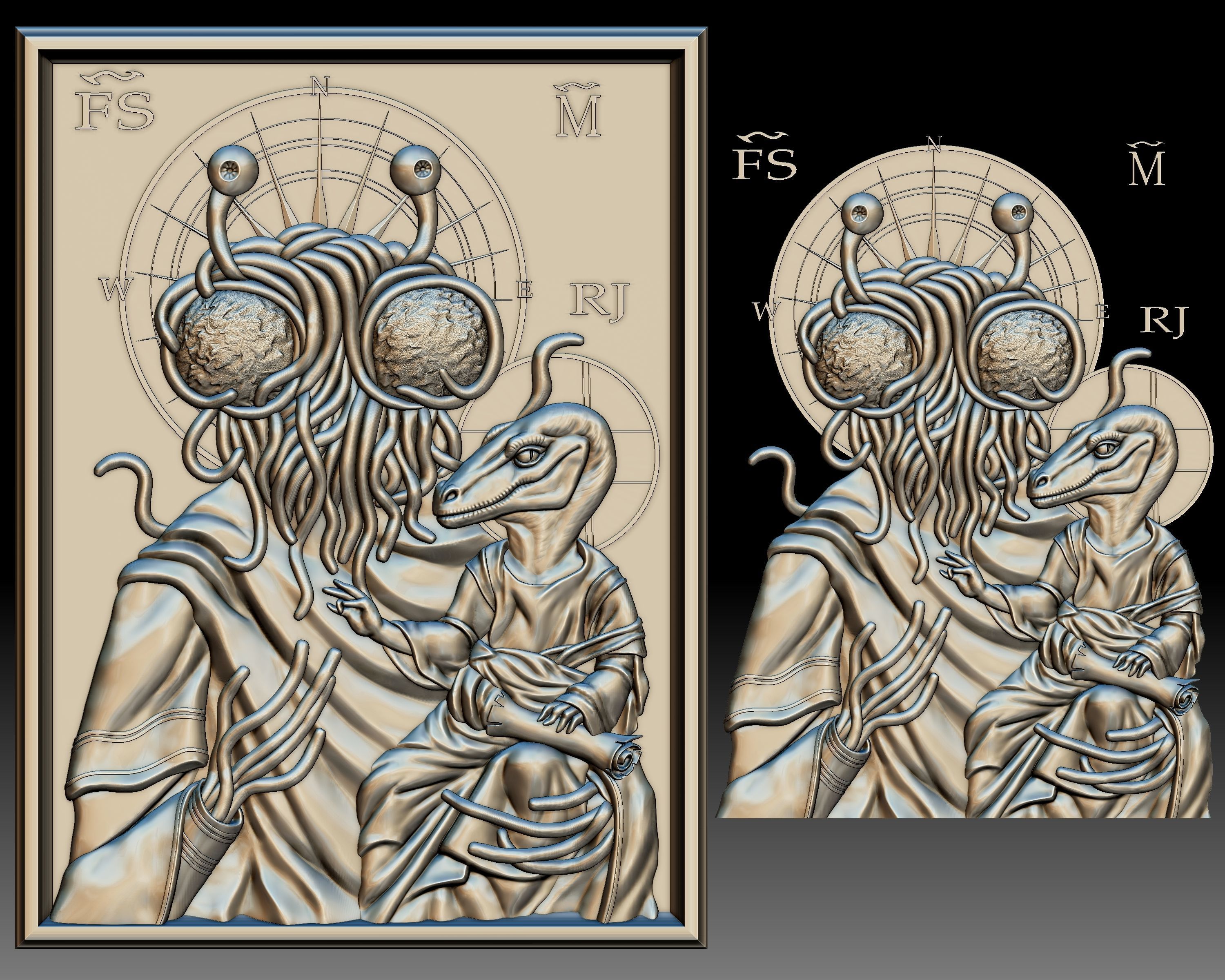 Pastafarianism Flying Spaghetti Monster Icon 3D print model_2