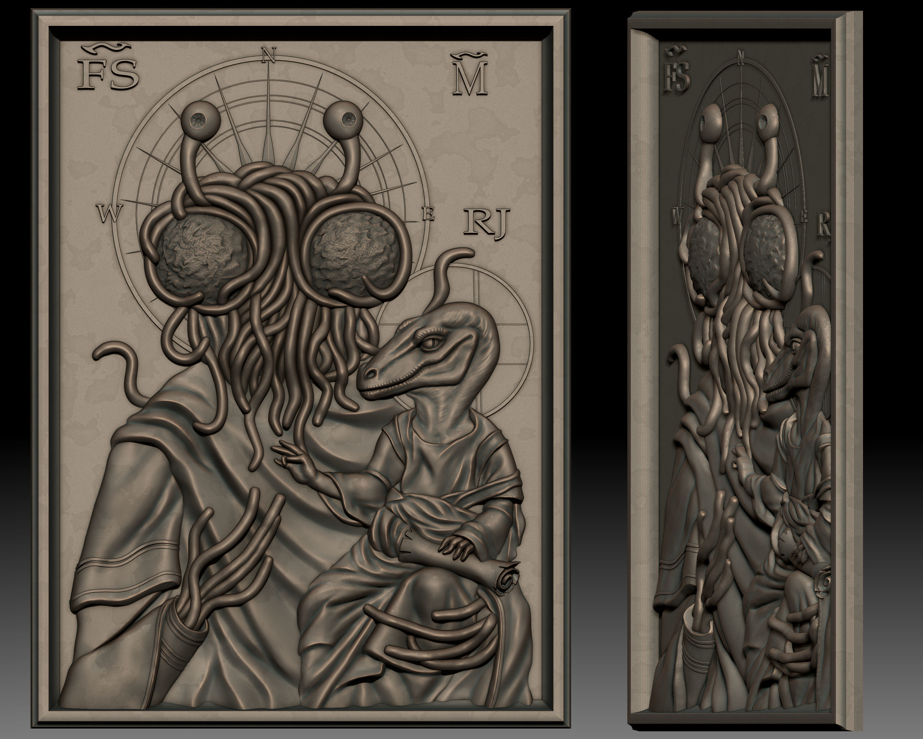 Pastafarianism Flying Spaghetti Monster Icon 3D print model_3