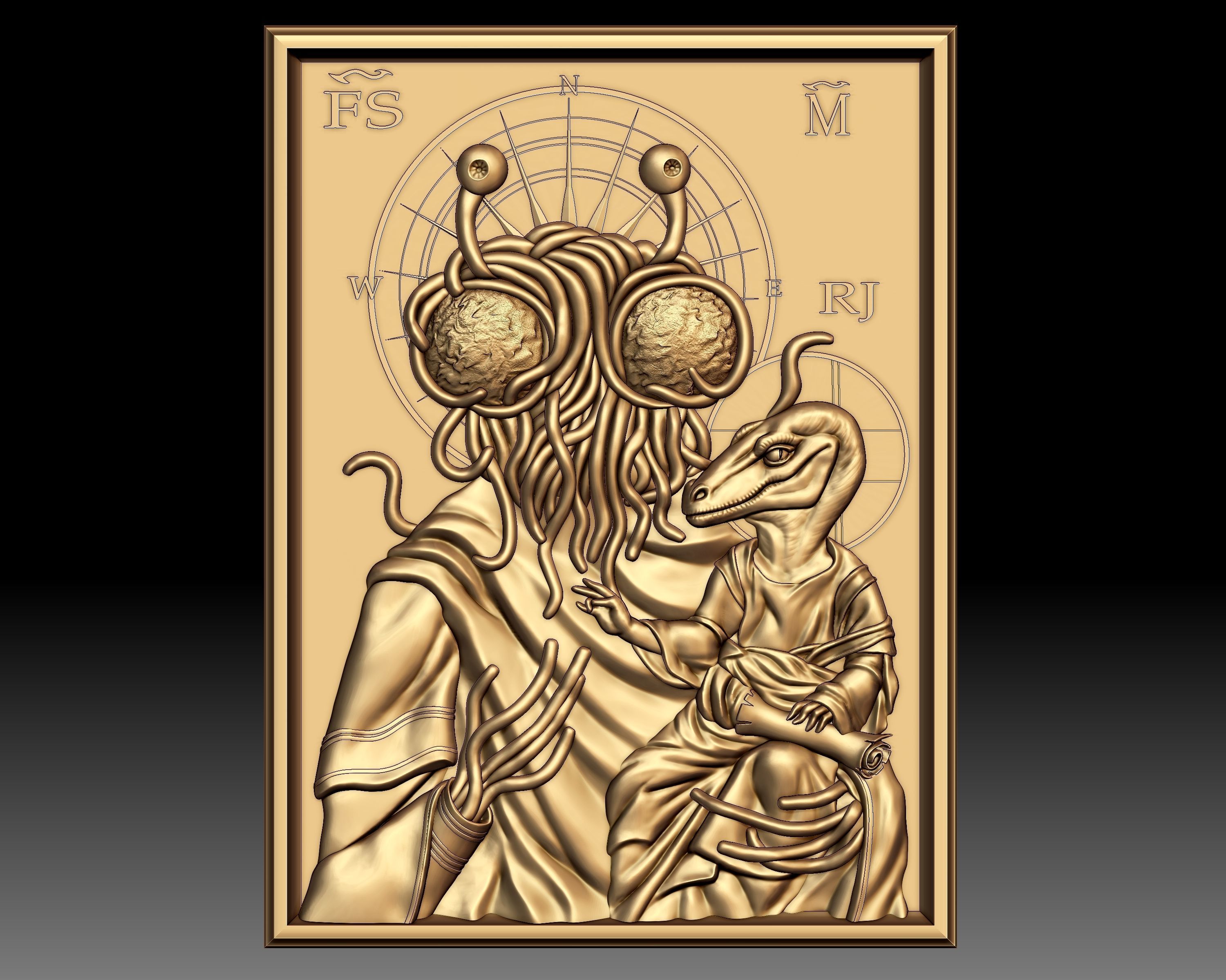 Pastafarianism Flying Spaghetti Monster Icon 3D print model_7