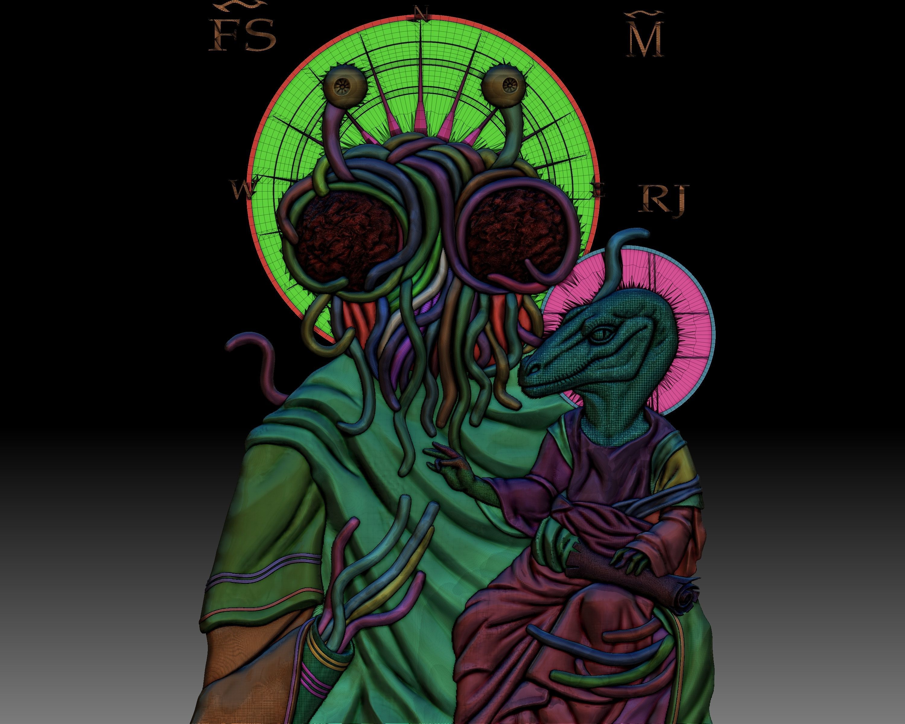 Pastafarianism Flying Spaghetti Monster Icon 3D print model_10