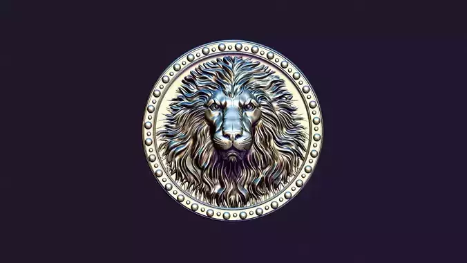 Lion medallion 3D print model