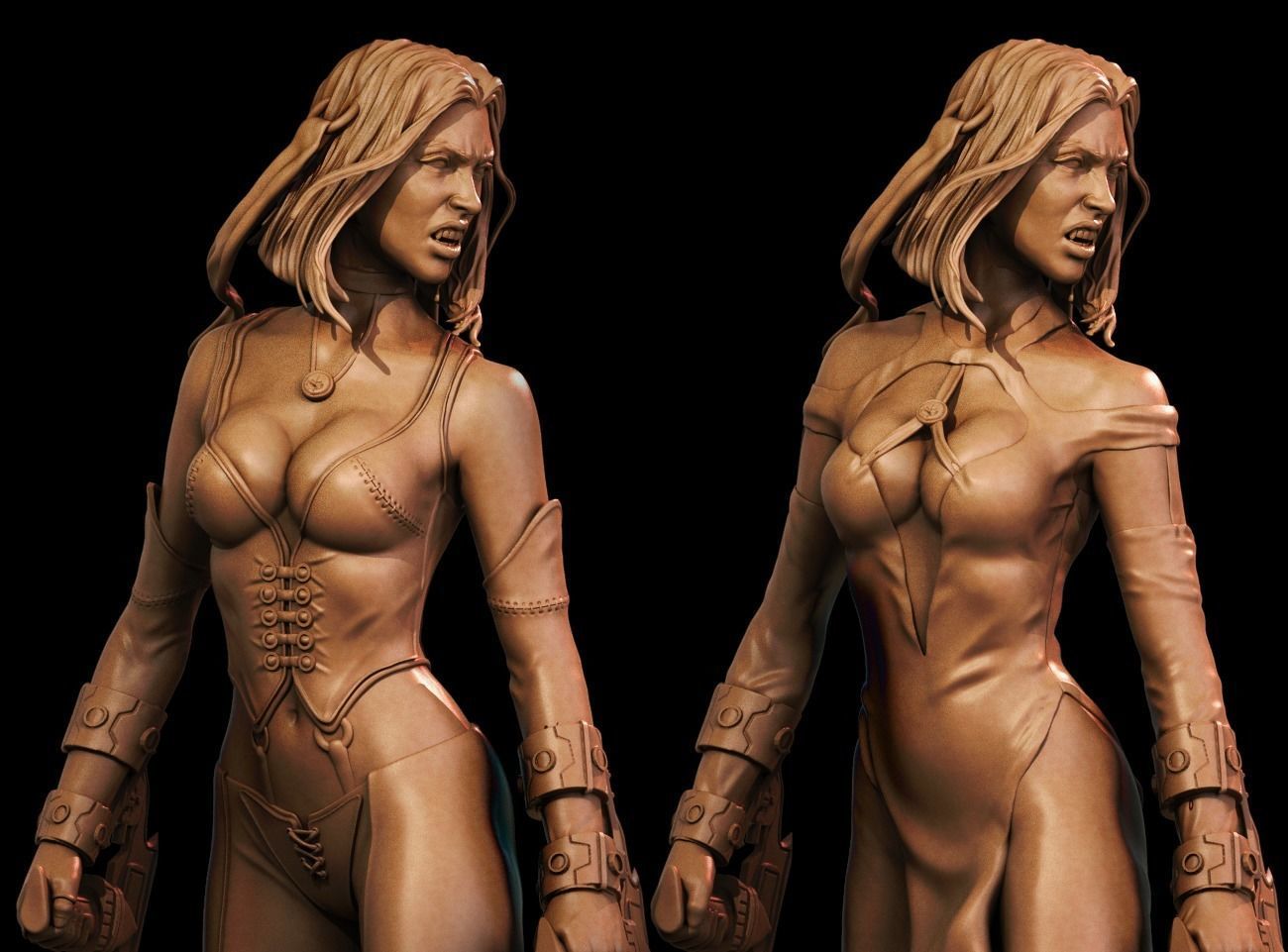 BloodRayne 3D Print two statues of woman 3D print model_6