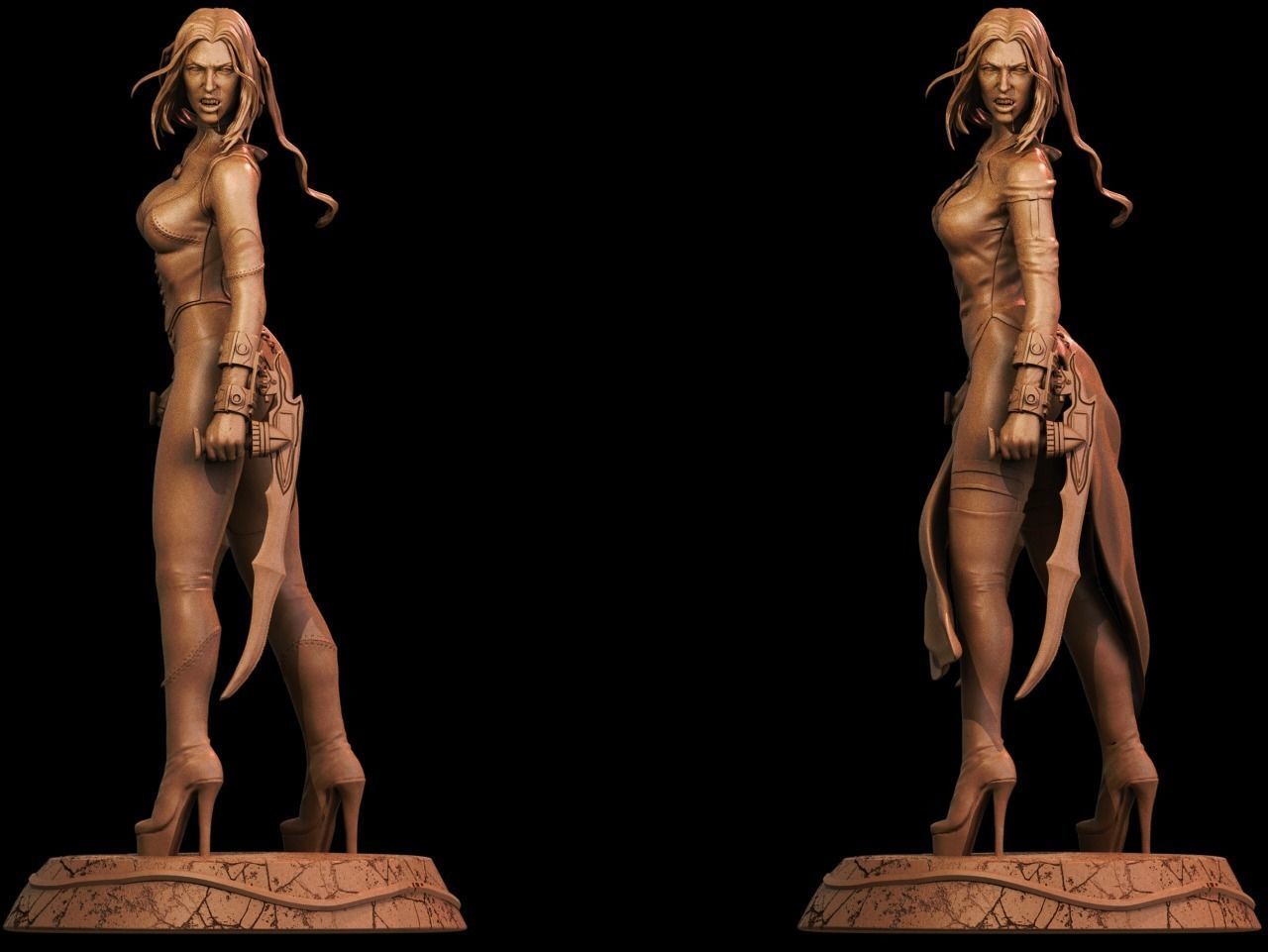 BloodRayne 3D Print two statues of woman 3D print model_10