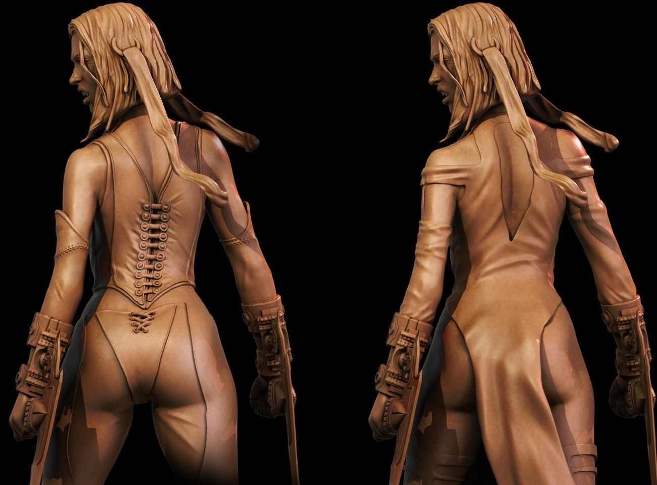 BloodRayne 3D Print two statues of woman 3D print model_7