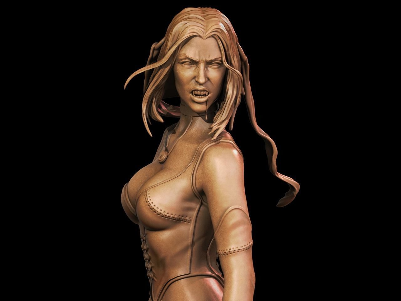 BloodRayne 3D Print two statues of woman 3D print model_5