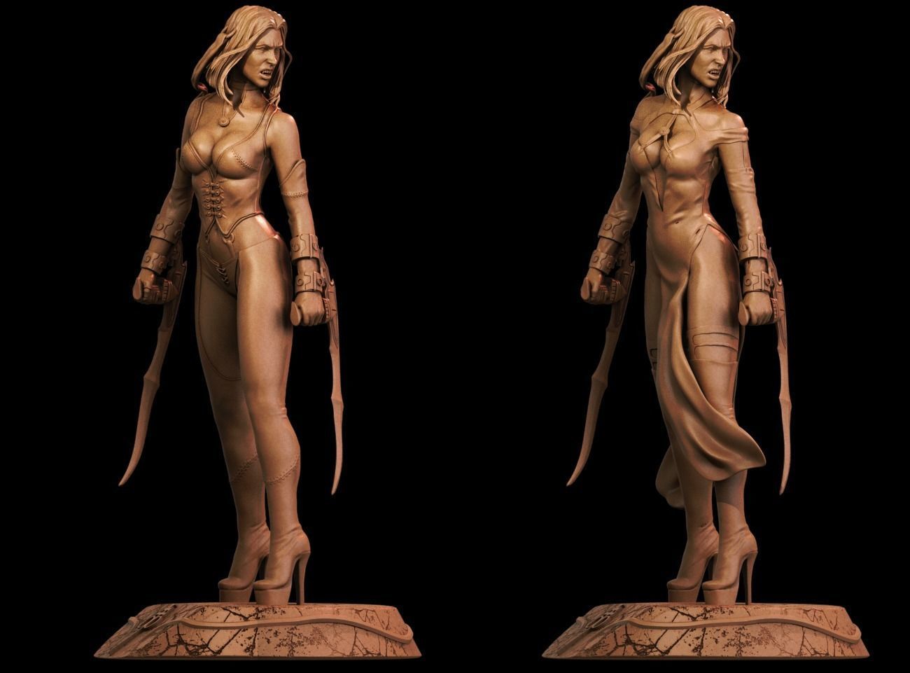 BloodRayne 3D Print two statues of woman 3D print model_8