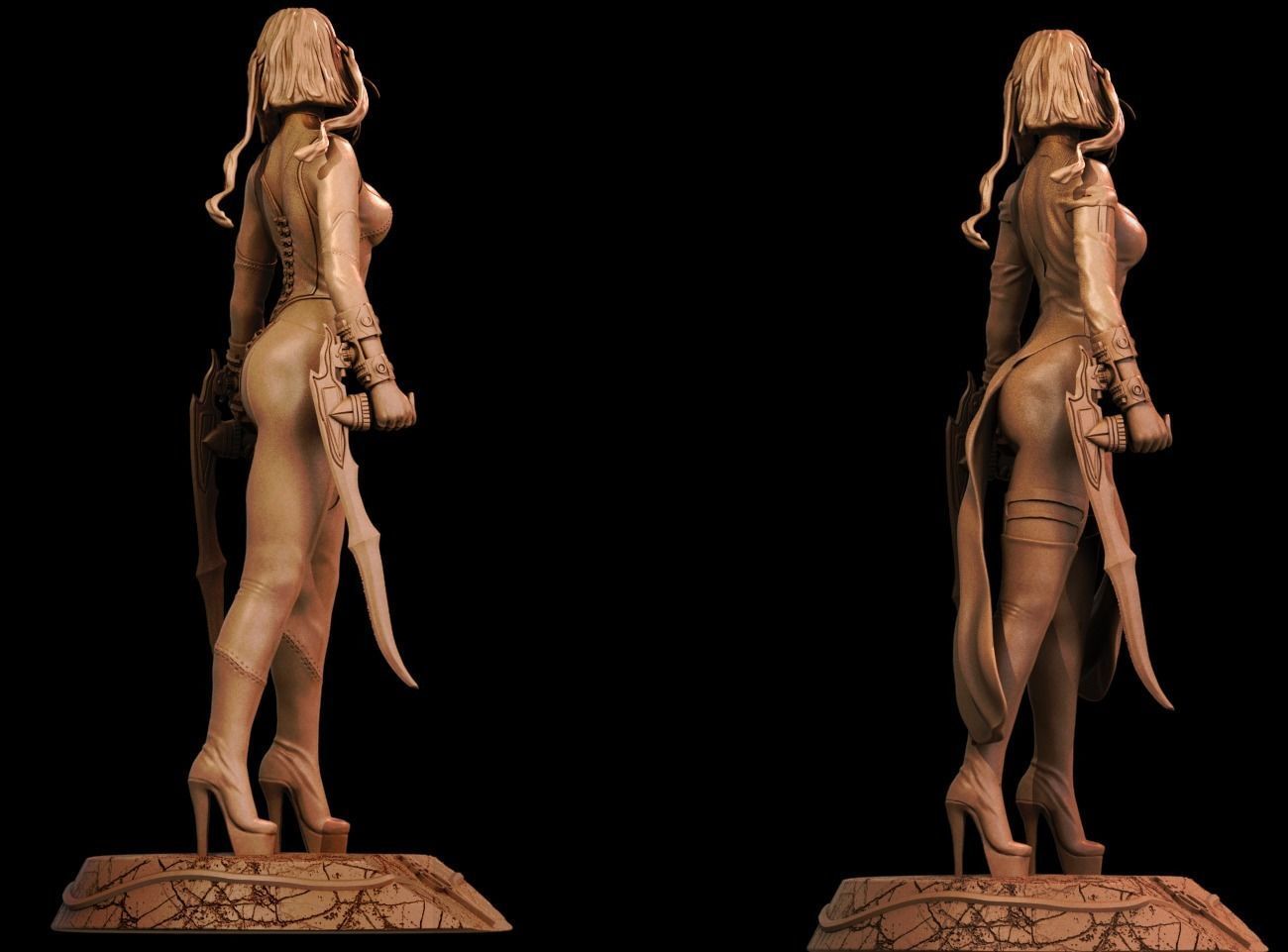BloodRayne 3D Print two statues of woman 3D print model_12