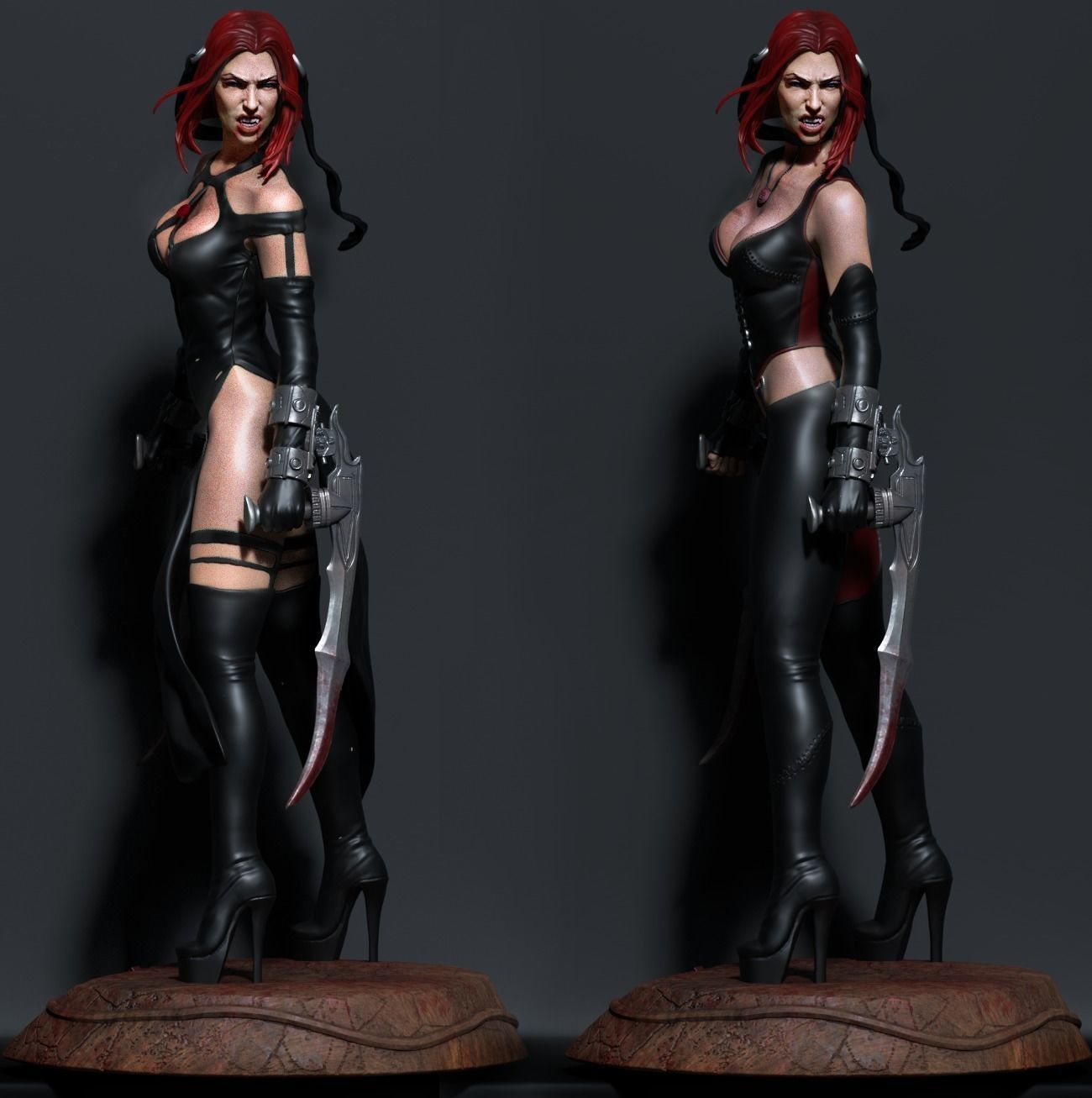 BloodRayne 3D Print two statues of woman 3D print model_3