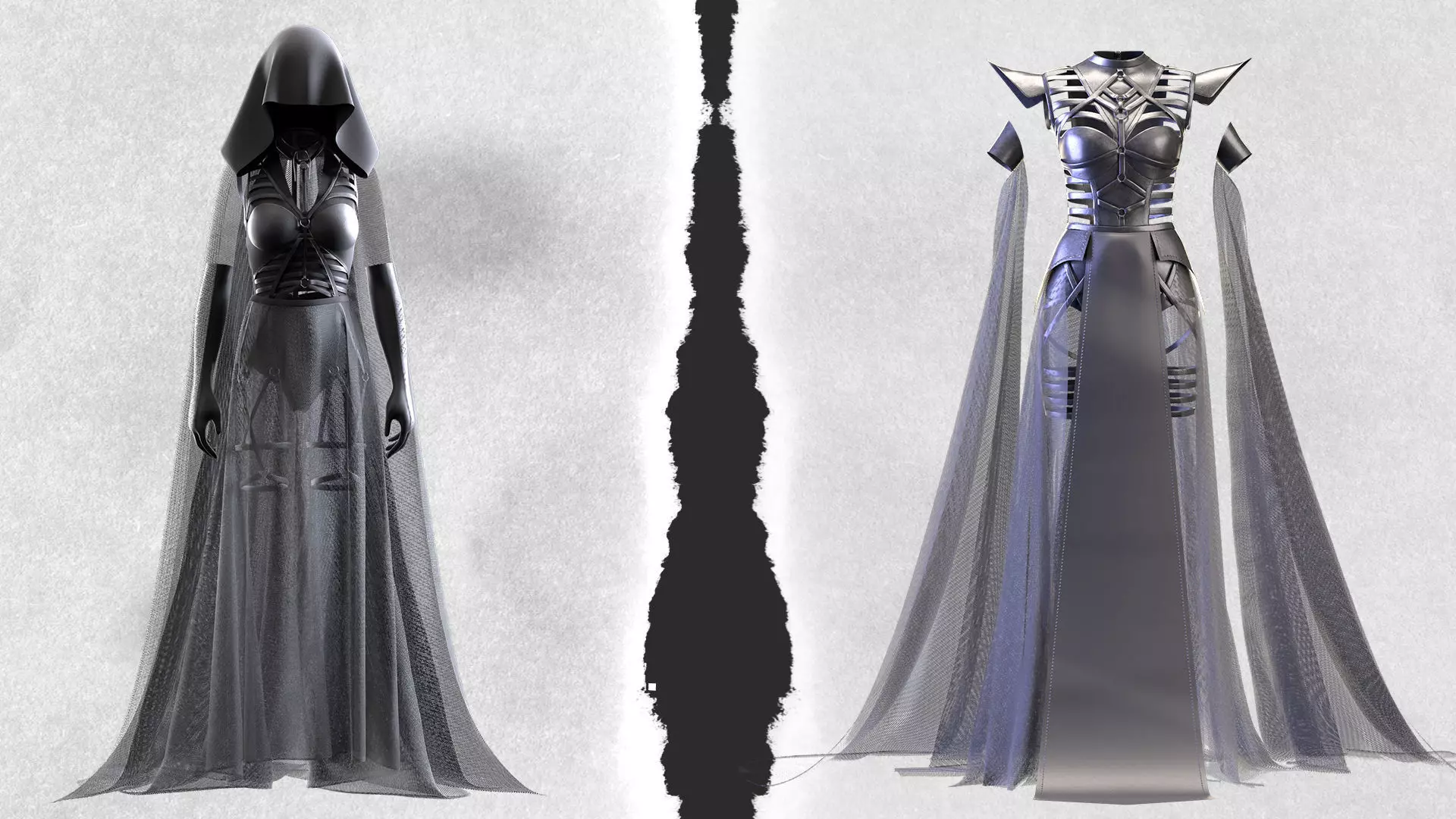 Gothic Dresses 3D Model Collection_0