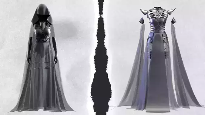 Gothic Dresses 3D Model Collection