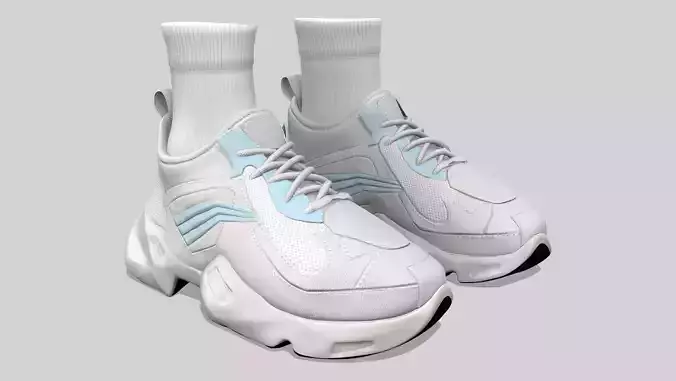 Men White Sports Shoes With Socks