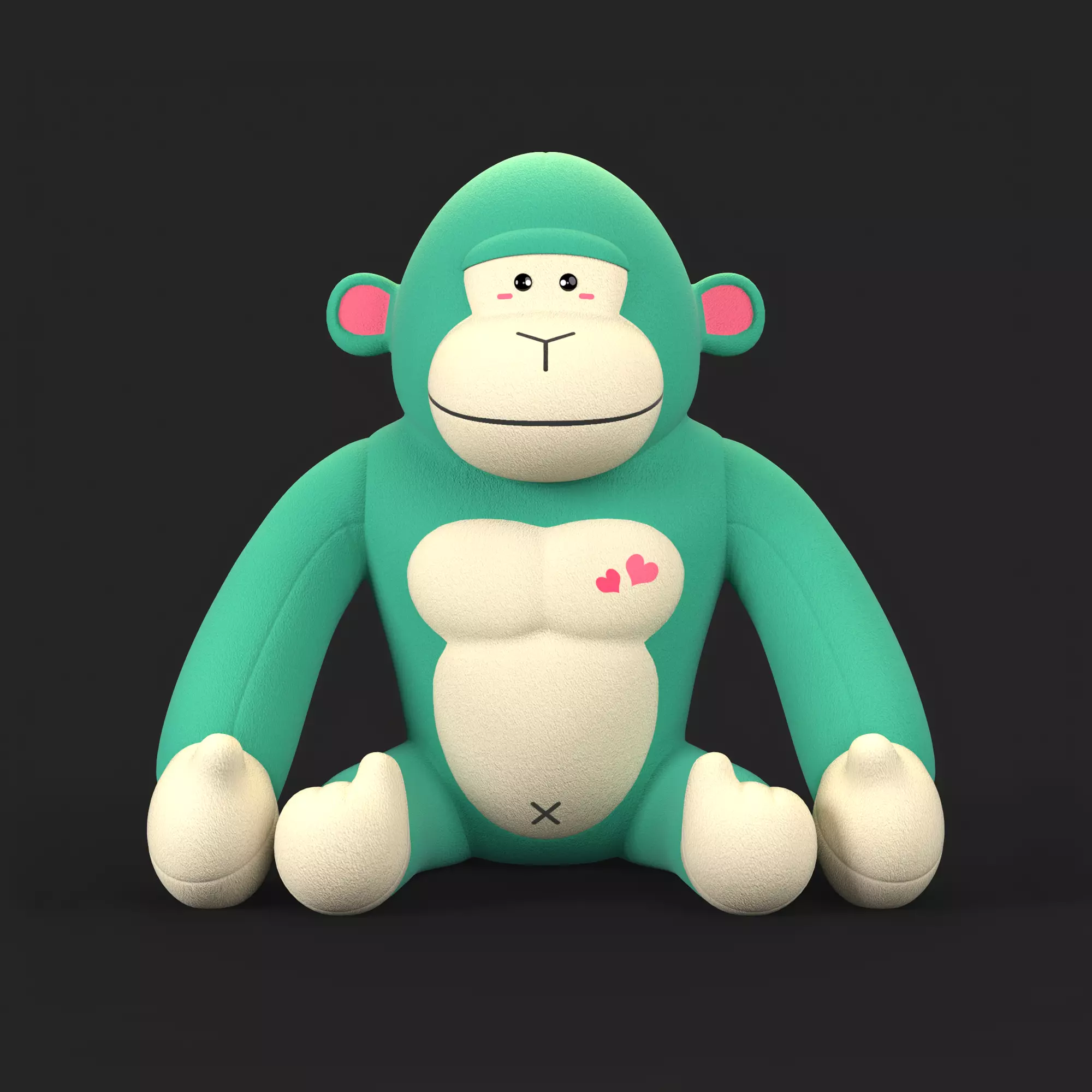Gorilla Soft Toy Low-poly 3D model_0