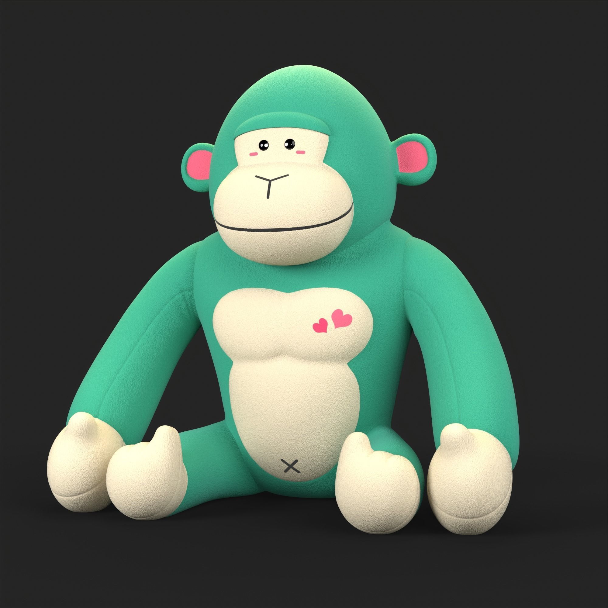 Gorilla Soft Toy Low-poly 3D model_2