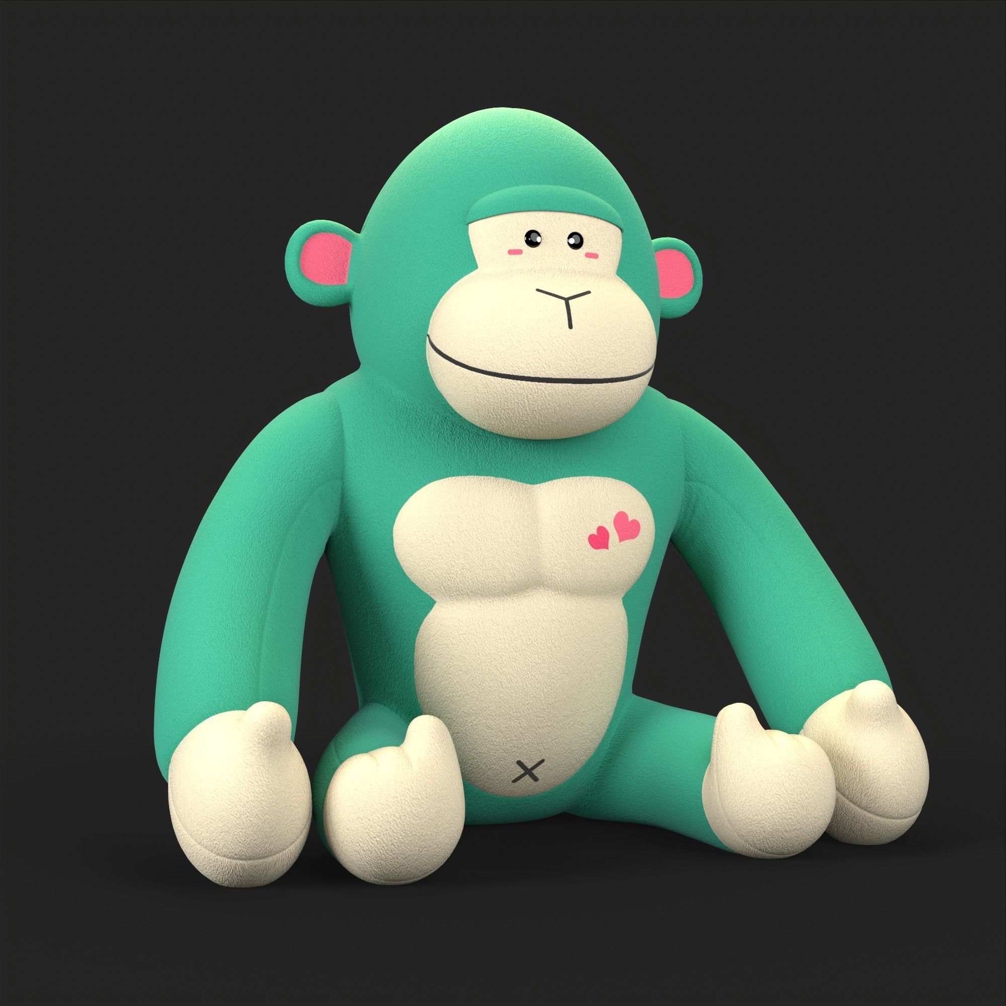 Gorilla Soft Toy Low-poly 3D model_38