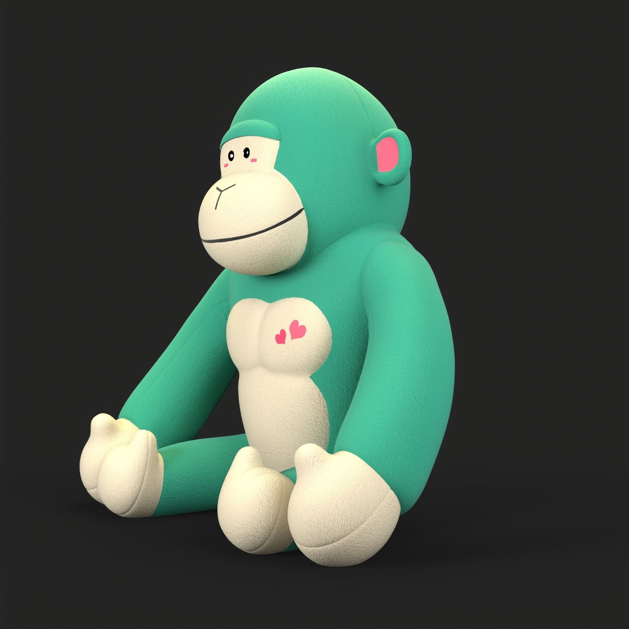 Gorilla Soft Toy Low-poly 3D model_6
