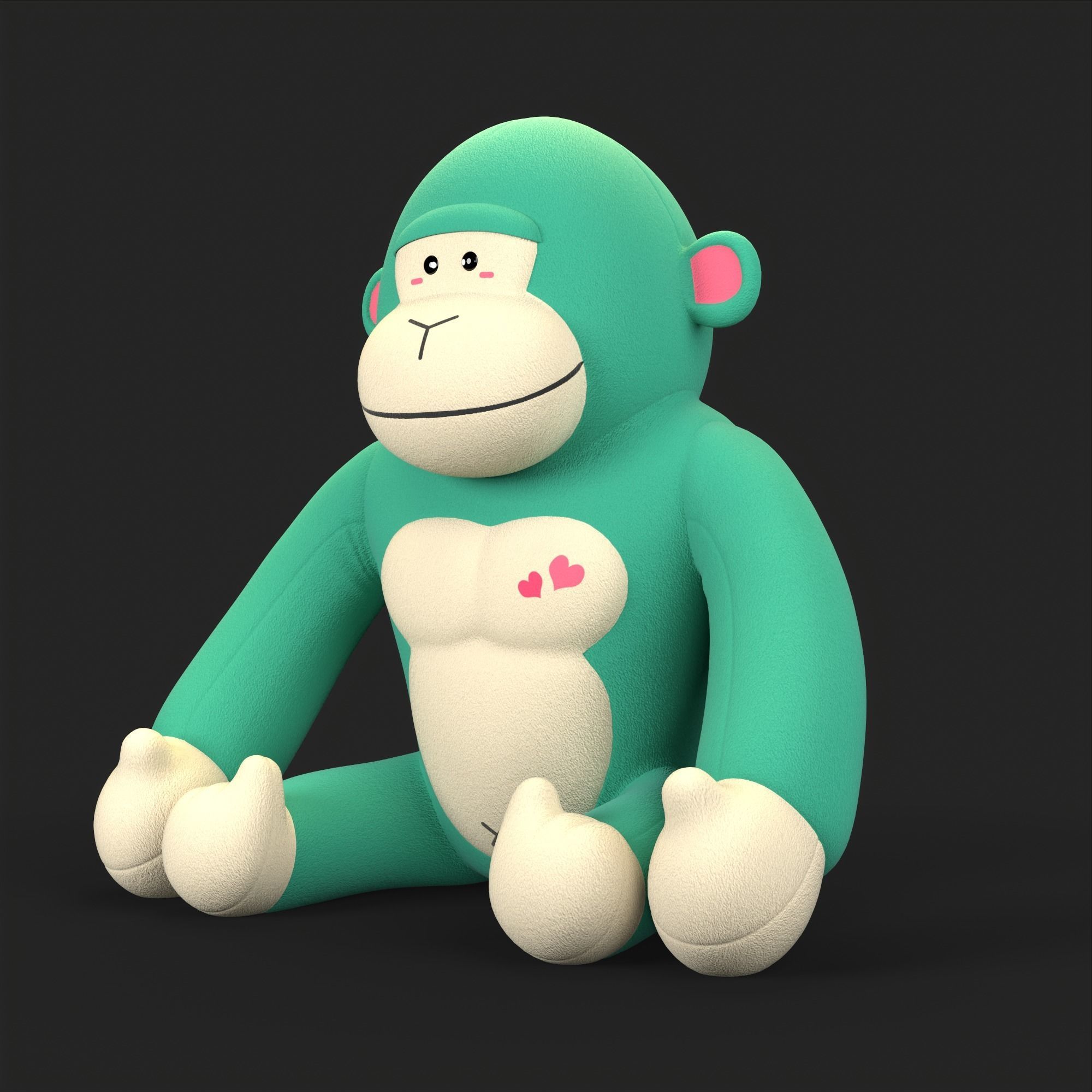 Gorilla Soft Toy Low-poly 3D model_4