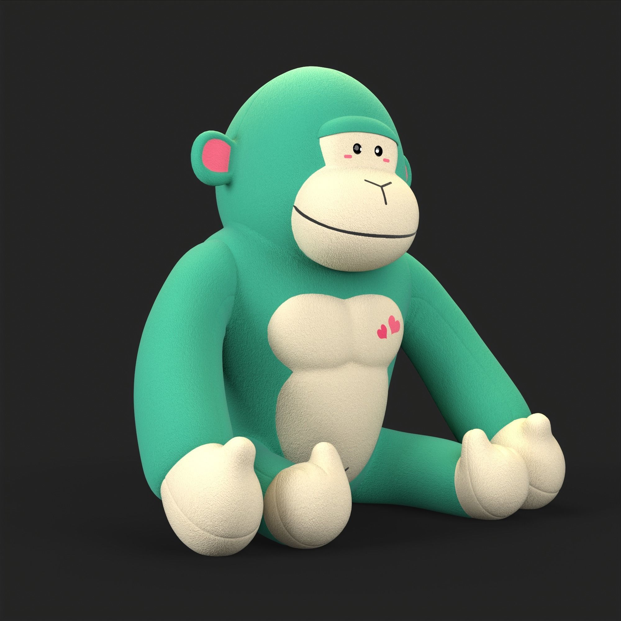 Gorilla Soft Toy Low-poly 3D model_36