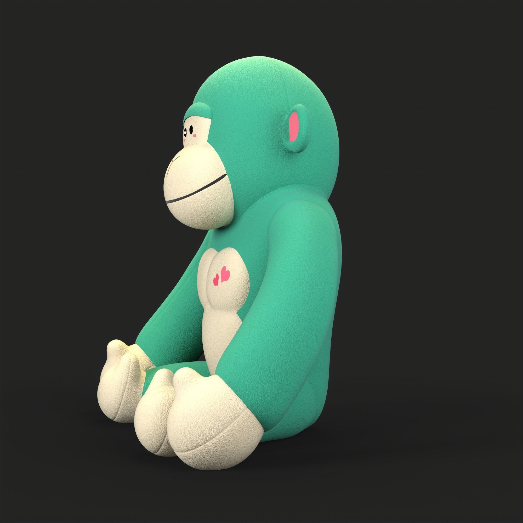 Gorilla Soft Toy Low-poly 3D model_8