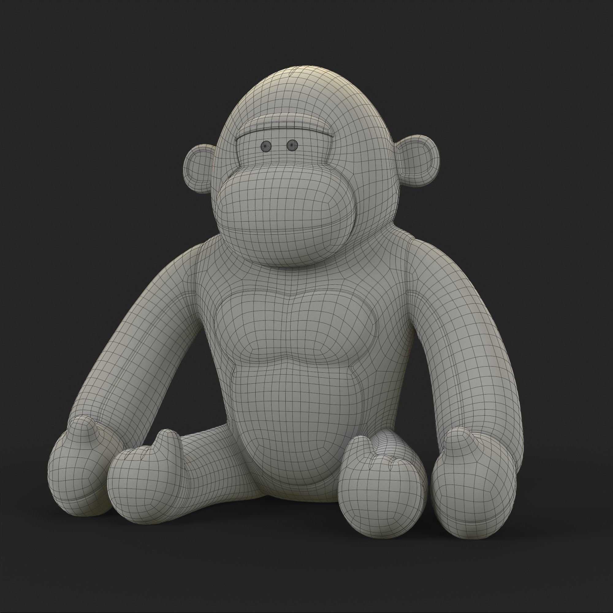 Gorilla Soft Toy Low-poly 3D model_3